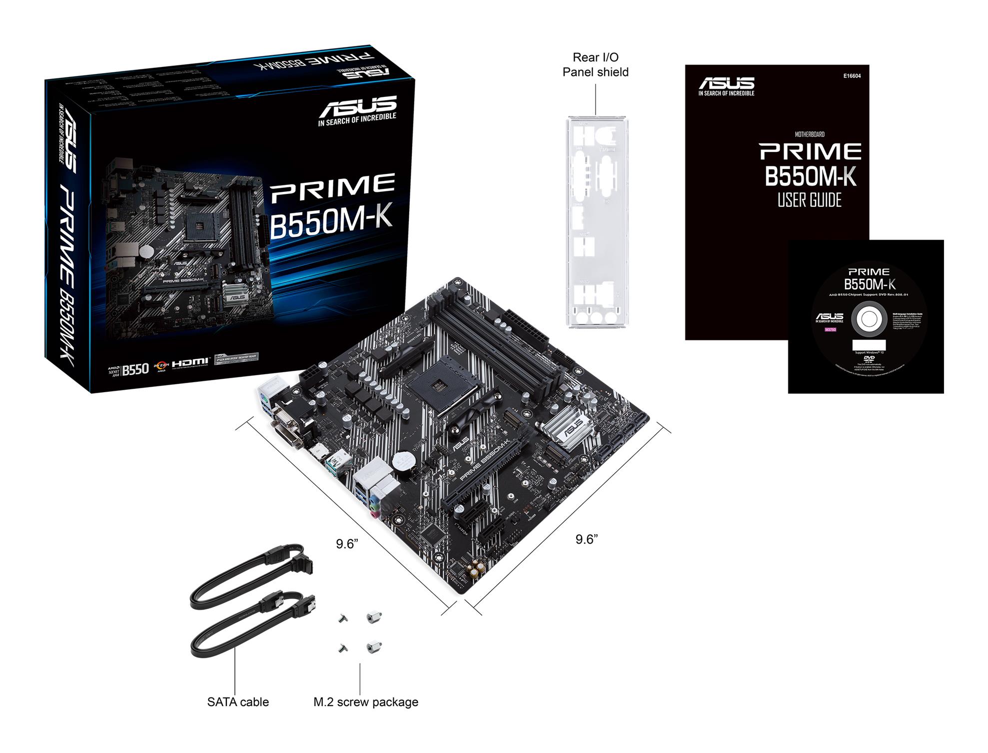 Mainboard ASUS AMD B550 SAM4 MicroATX 2xPCI-Express 3.0 1x 2xM.2 1xPCI-Express 4.0 16x Memory DDR4 Memory slots 4 1x15pin D-sub 1xDVI 1xHDMI 6xUSB 3.2 1xPS/2 1xRJ45 3xAudio port PRIMEB550M-K - Image 7