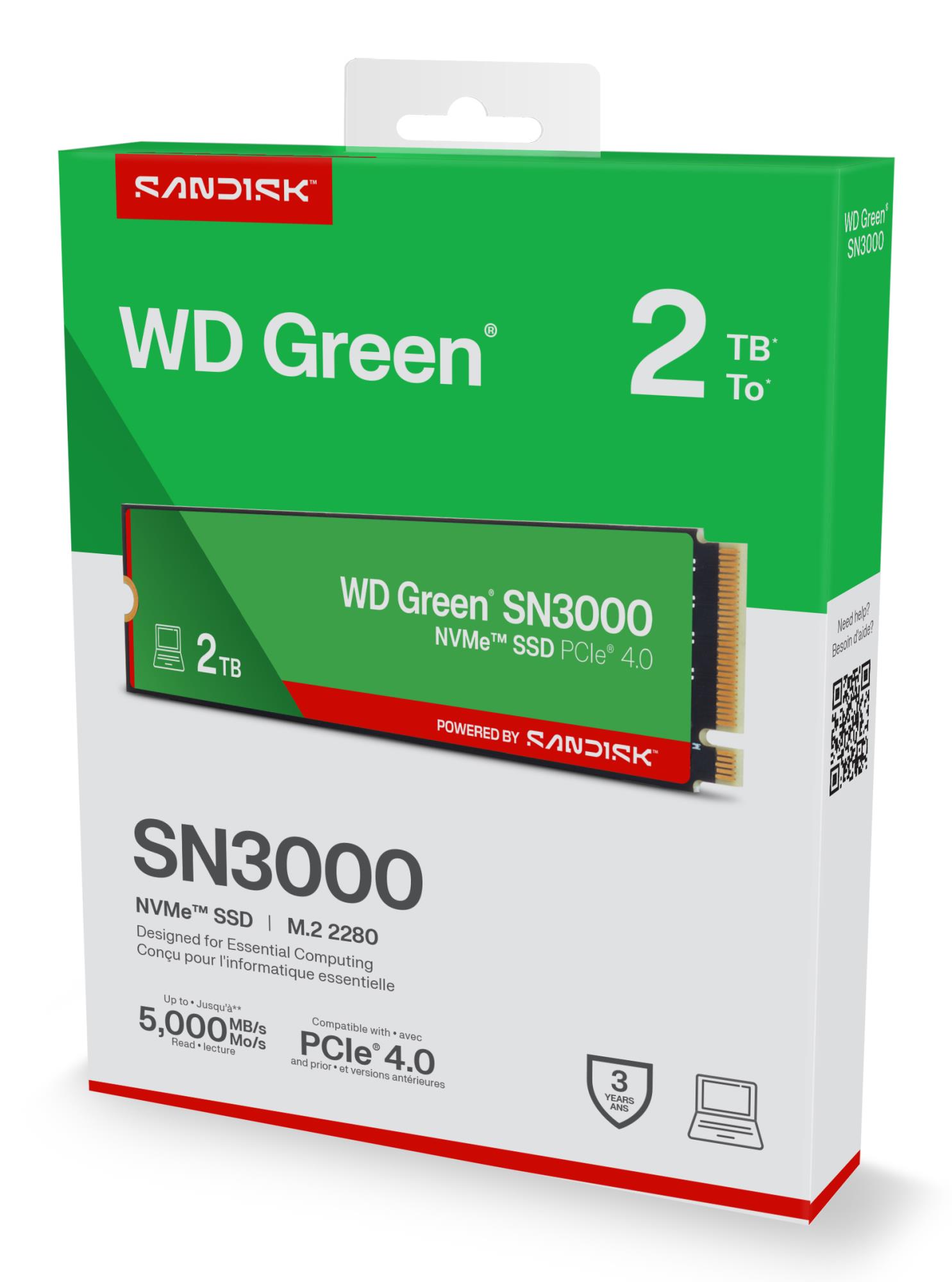 SSD SANDISK Read speed 5000 MB/s Write speed 4200 MB/s NVMe Yes PCI Express 4.0 M.2 2048 GB POWERED BY SANDISK Green WDS200T4G0E - Image 6
