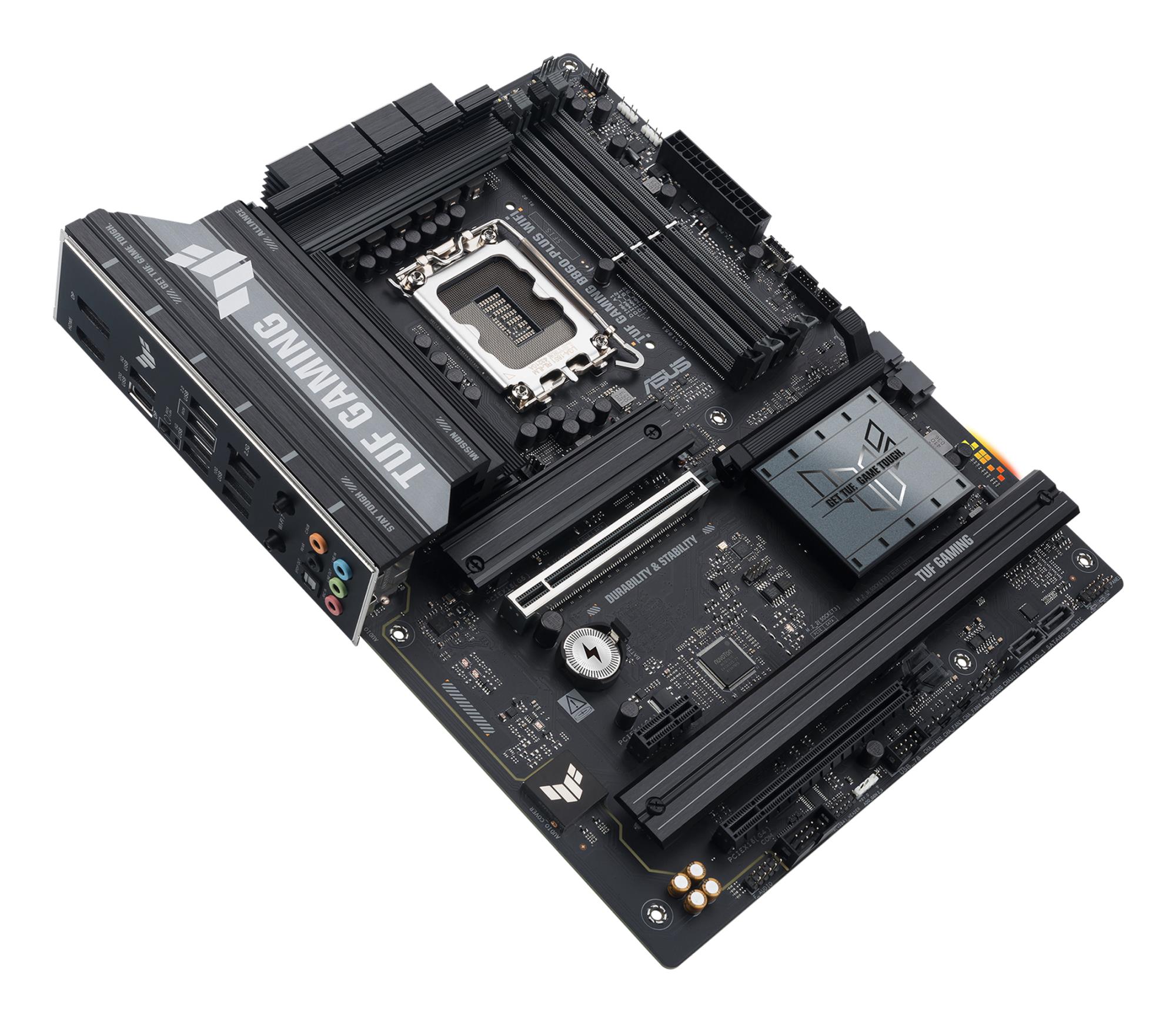 Mainboard ASUS Intel B860 Express LGA1851 ATX Memory DDR5 Memory slots 4 1xPCI-Express 4.0 1x 1xPCI-Express 4.0 16x 1xPCI-Express 5.0 16x 3xM.2 1xHDMI 1xDisplayPort 2xUSB 2.0 3xUSB 3.0 2xUSB 3.2 1xUSB-C 1xOptical S/PDIF 1xRJ45 5xAudio port TUFGAMINGB860-PLUSWIFI - Image 5
