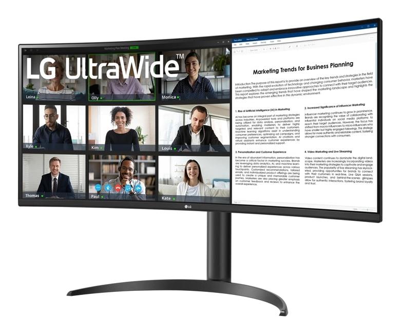 LCD Monitor LG 34WR55QK-B 34" Business/Curved/21 : 9 Panel VA 3440x1440 21:9 100Hz 5 ms Height adjustable Tilt Colour Black 34WR55QK-B - Image 3