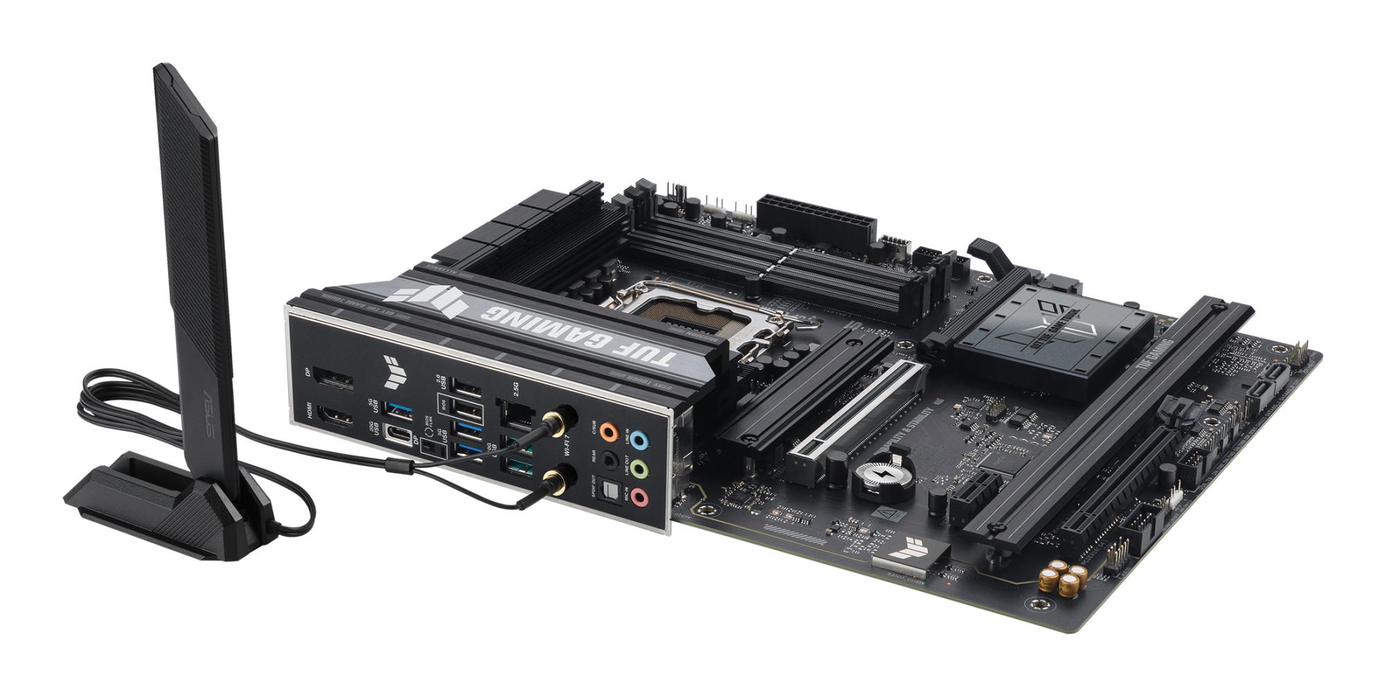 Mainboard ASUS Intel B860 Express LGA1851 ATX Memory DDR5 Memory slots 4 1xPCI-Express 4.0 1x 1xPCI-Express 4.0 16x 1xPCI-Express 5.0 16x 3xM.2 1xHDMI 1xDisplayPort 2xUSB 2.0 3xUSB 3.0 2xUSB 3.2 1xUSB-C 1xOptical S/PDIF 1xRJ45 5xAudio port TUFGAMINGB860-PLUSWIFI - Image 7