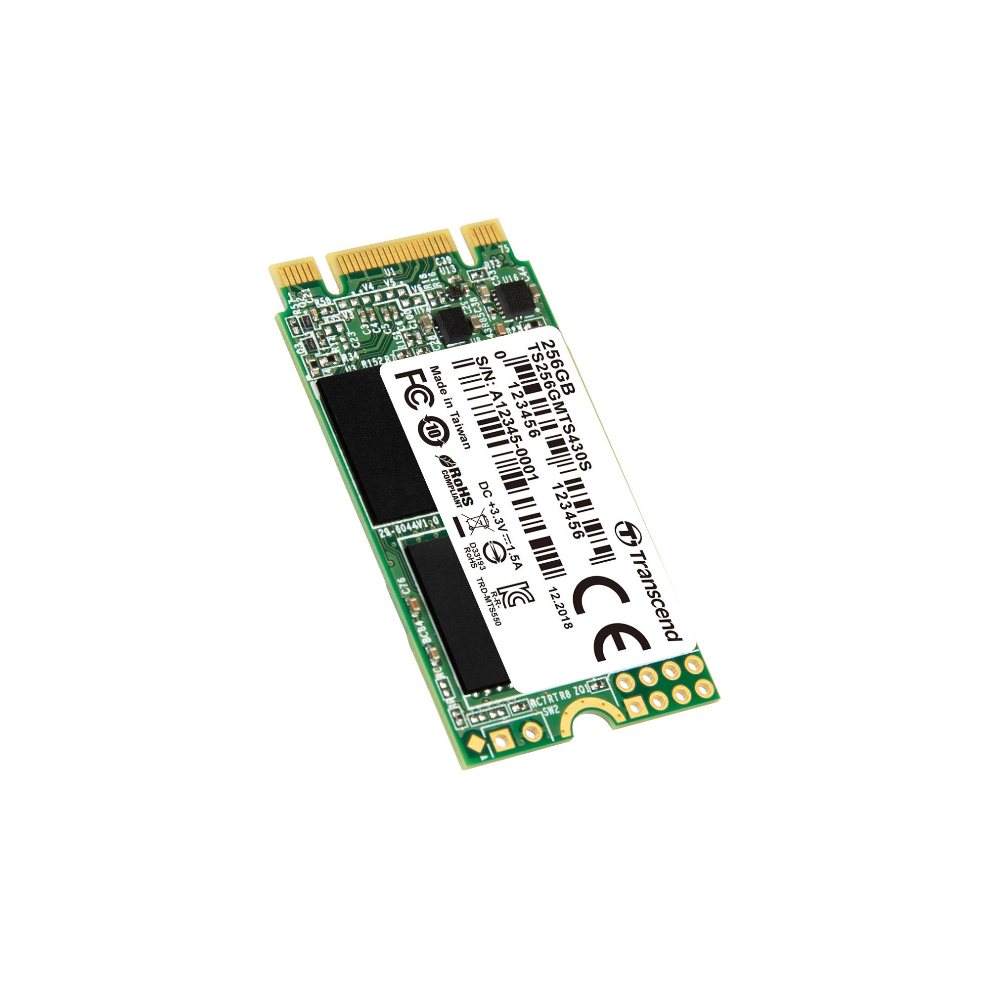 SSD TRANSCEND 430S 256GB M.2 SATA 3.0 TLC Write speed 400 MBytes/sec Read speed 530 MBytes/sec MTBF 1000000 hours TS256GMTS430S - Image 3