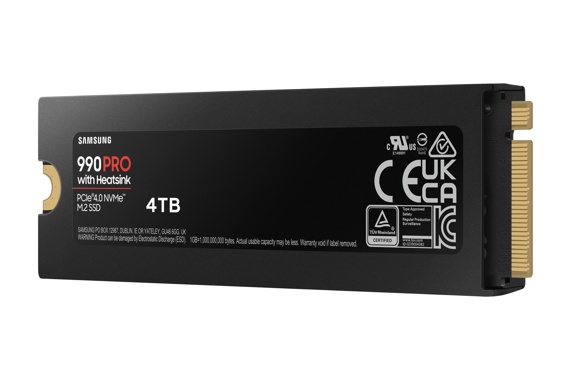 SSD SAMSUNG 990 PRO with Heatsink 4TB M.2 PCIe Gen4 NVMe TLC Write speed 6900 MBytes/sec Read speed 7450 MBytes/sec TBW 2400 TB MTBF 1500000 hours MZ-V9P4T0CW - Image 4