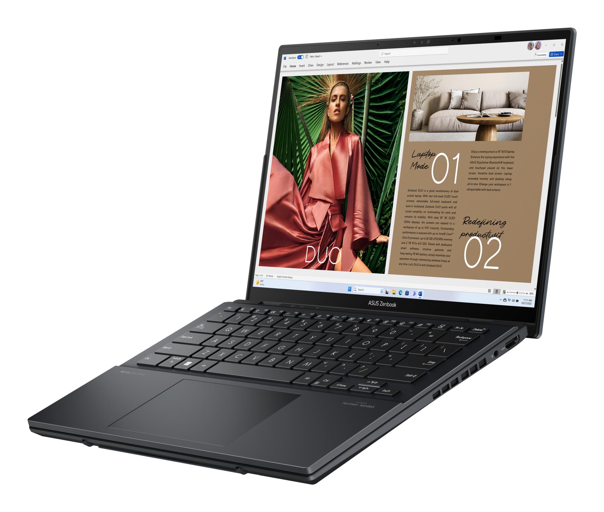 Notebook ASUS ZenBook Series DUO UX8406CA-PZ009W CPU Core Ultra U9-285H 2900 MHz 14" Touchscreen 2880x1800 RAM 32GB LPDDR5x SSD 2TB Intel Arc Graphics Integrated ENG Windows 11 Home Grey 1.65 kg 90NB14X1-M00820 - Image 4