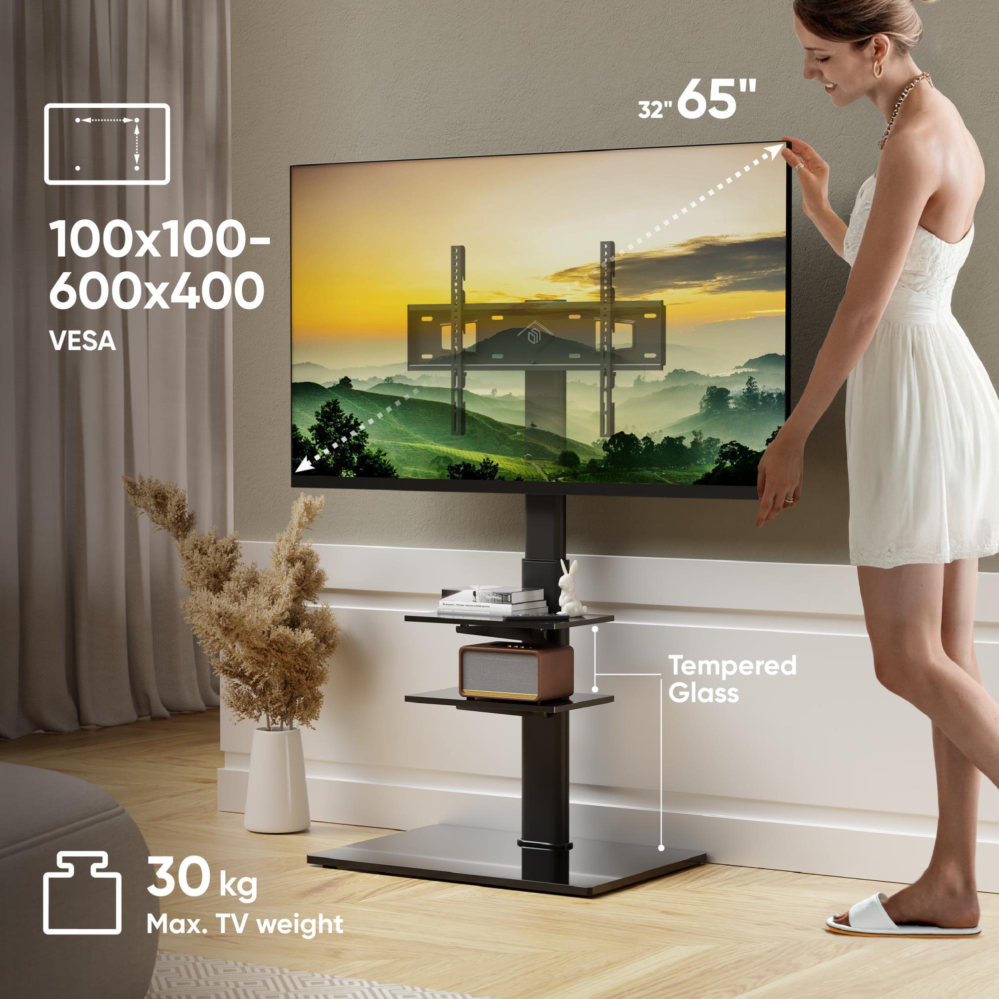 TV SET ACC FLOOR STAND /32-65"/BLACK TS5550-B ONKRON - Image 2