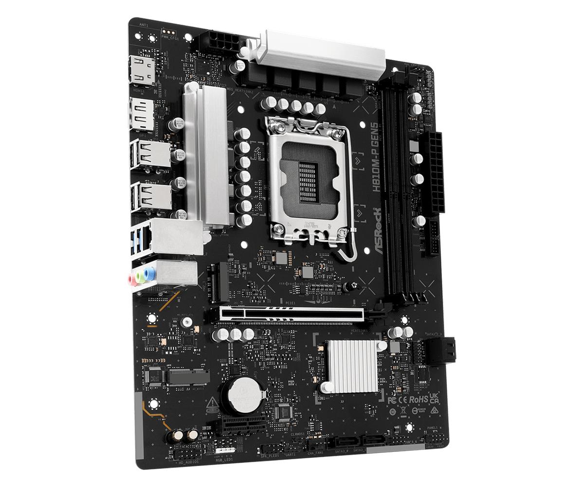 Mainboard ASROCK Intel H810 LGA 1851 (Socket V1) micro ATX RAM DDR5-SDRAM 2xSlots 1xNumber of M.2 (M) slots H810M-PGEN5 - Image 3