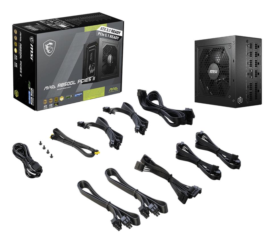 Power Supply MSI MAG A850GL PCIE5 II 850 Watts Efficiency 80 PLUS GOLD PFC Active MAGA850GLPCIE5II - Image 4