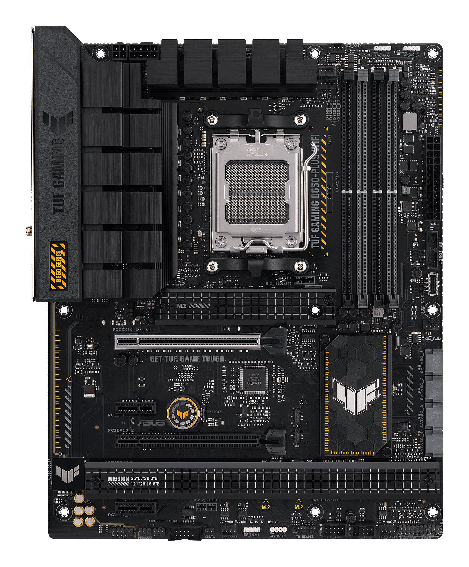 Mainboard ASUS AMD B650 SAM5 ATX Memory DDR5 Memory slots 4 2xPCI-Express 4.0 1x 2xPCI-Express 4.0 16x 3xM.2 1xHDMI 1xDisplayPort 4xUSB 2.0 2xUSB 3.2 2xUSB-C 1xRJ45 5xAudio port TUFGAMINGB650-PLUSWIFI - Image 2