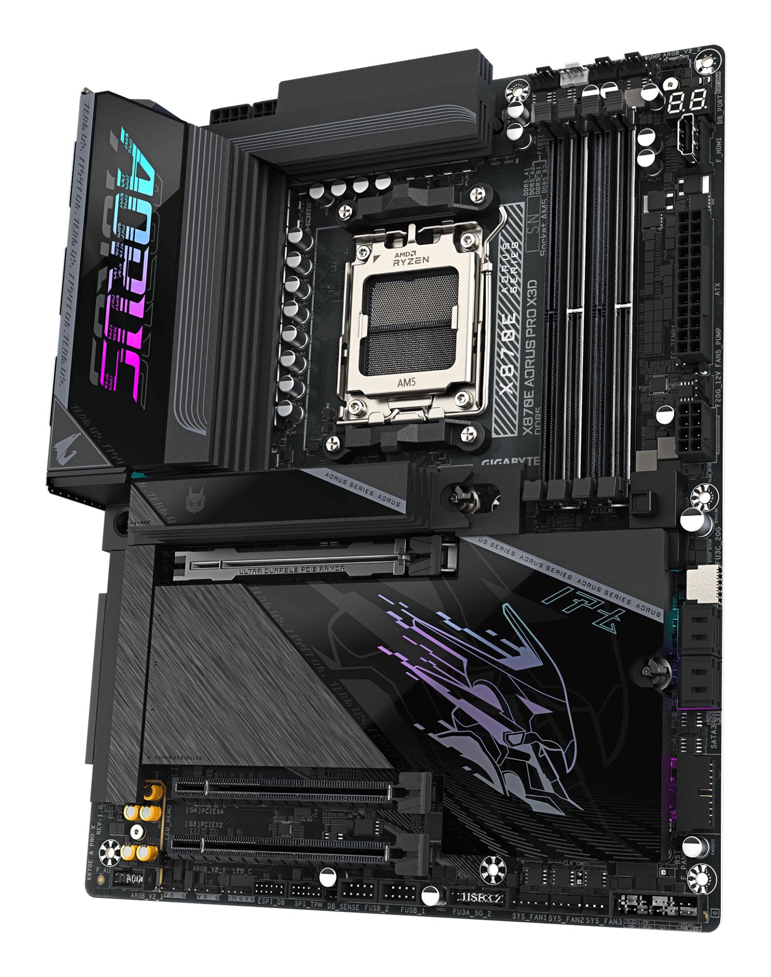 Mainboard GIGABYTE AMD X870E Socket AM5 ATX RAM DDR5-SDRAM 4xSlots Wi-Fi Yes Bluetooth Yes 4xNumber of M.2 (M) slots GIGABYTE X870E AORUS PRO X3D X870EAPROX - Image 4