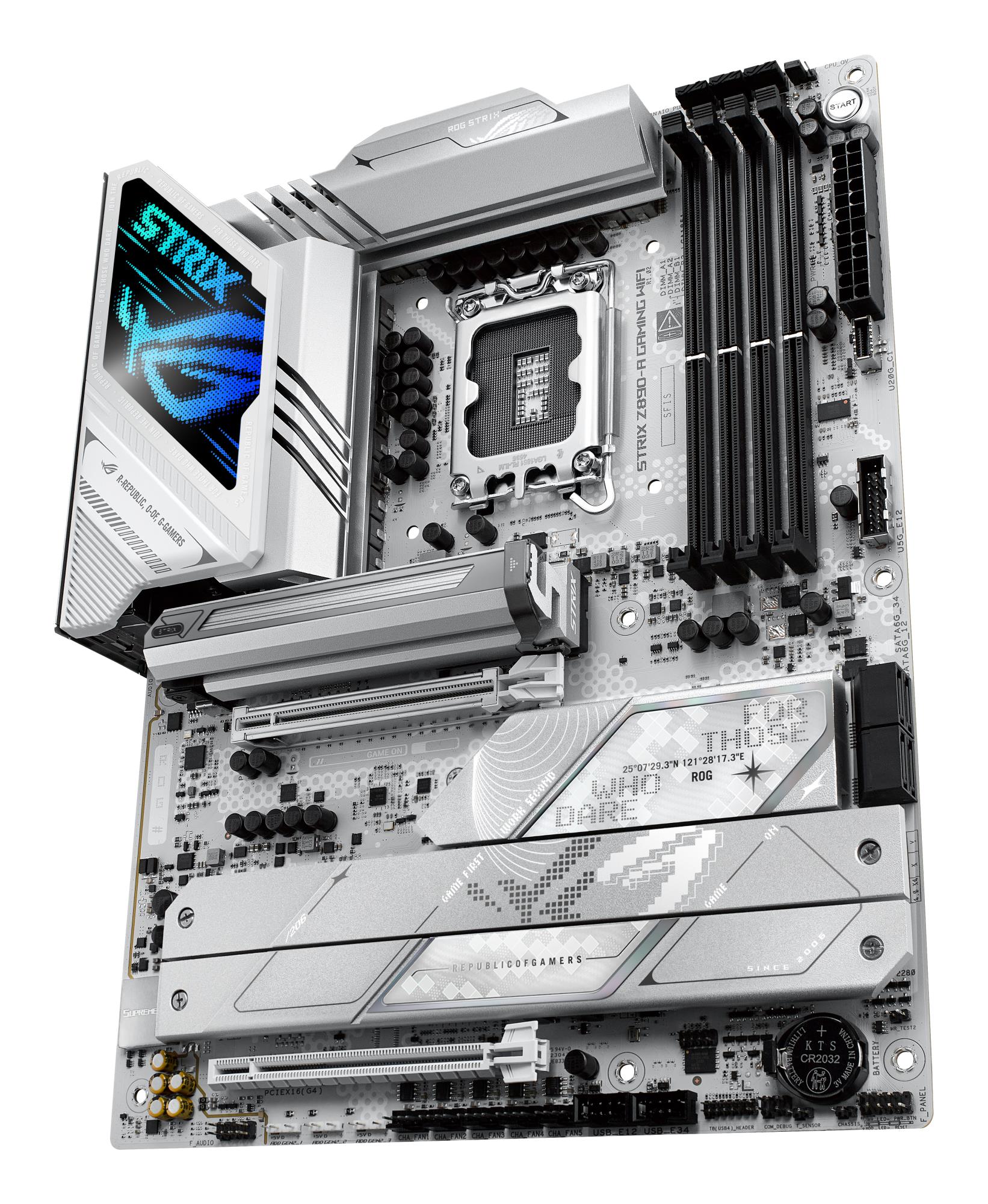 Mainboard ASUS Intel Z890 LGA1851 ATX Memory DDR5 Memory slots 4 1xPCI-Express 4.0 16x 1xPCI-Express 5.0 16x 5xM.2 1xHDMI 1xDisplayPort 1xAudio-In 1xAudio-Out 2xUSB 3.0 5xUSB 3.1 1xUSB-C 2xUSB-C w/Thunderbolt 1xOptical S/PDIF 1xRJ45 ROGSTRIXZ890-AGAMWIFI - Image 5