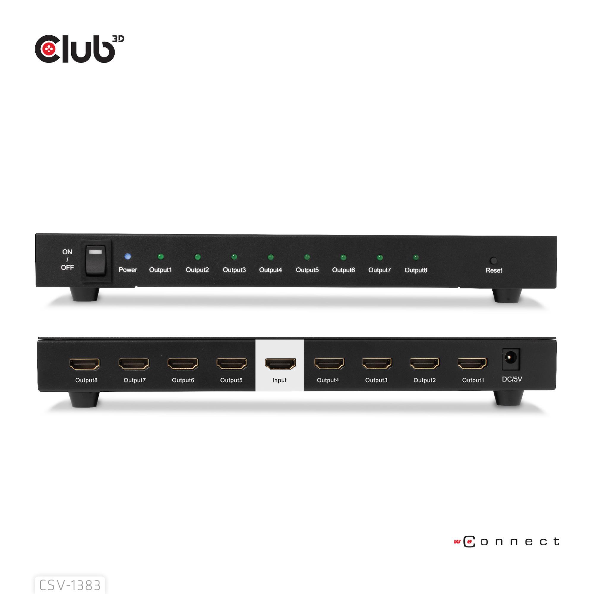 VIDEO SPLITTER HDMI 8PORT/3D 4K 60HZ CSV-1383 CLUB3D - Image 4