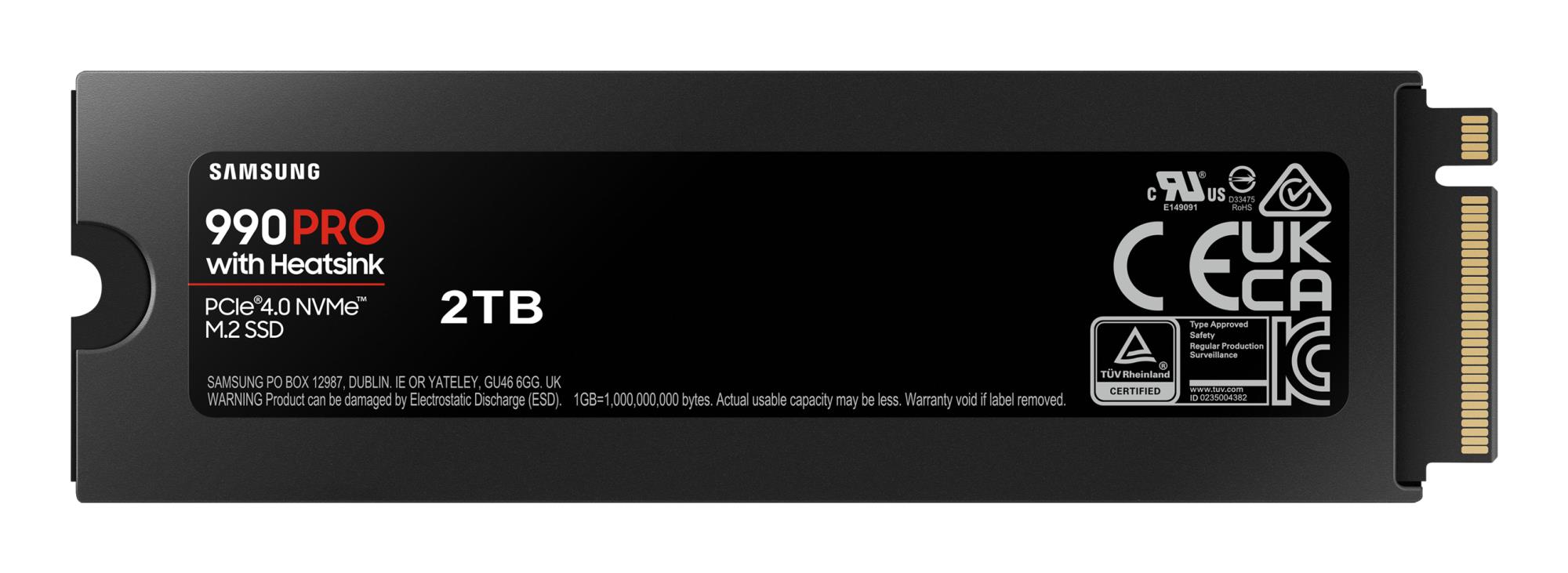 SSD SAMSUNG 990 PRO with Heatsink 2TB M.2 PCIE NVMe MLC Write speed 6900 MBytes/sec Read speed 7450 MBytes/sec 2.3mm TBW 1200 TB MTBF 1500000 hours MZ-V9P2T0GW - Image 2