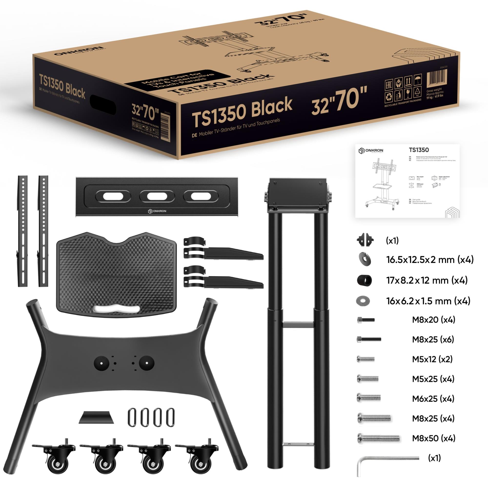 TV SET ACC MOBILE STAND/32-70"/BLACK TS1350-B ONKRON - Image 17