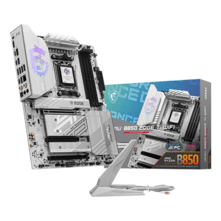 Mainboard MSI AMD B850 SAM5 ATX Memory DDR5 Memory slots 4 3xPCI-Express 16x 4xM.2 1xHDMI 1xAudio-In 1xAudio-Out 4xUSB 2.0 1xUSB 3.0 2xUSB 3.2 3xUSB-C 1xOptical S/PDIF 1xRJ45 MPGB850EDGETIWIFI