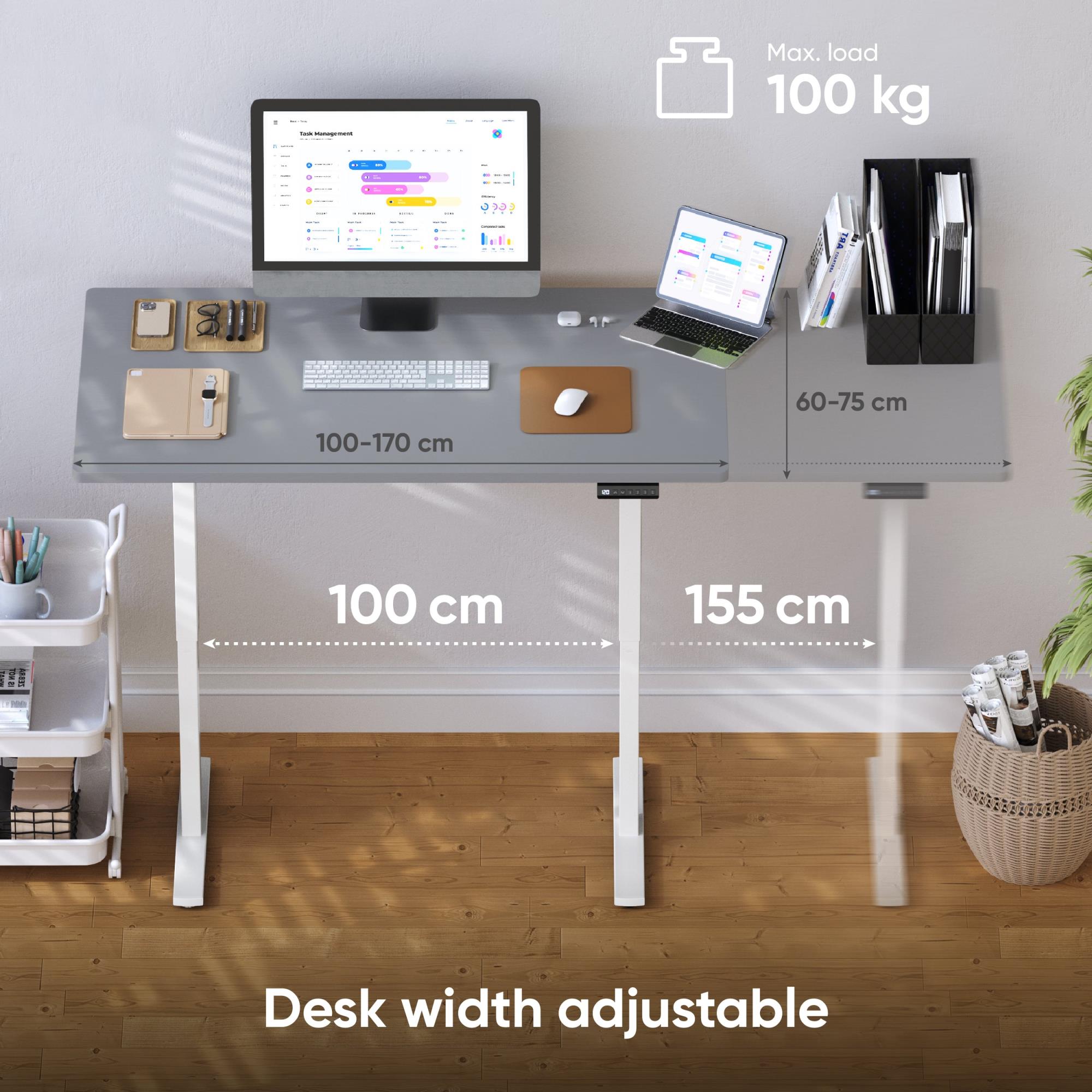 DESK FRAME MOTORISED/WHITE CDF222E-W ONKRON - Image 4