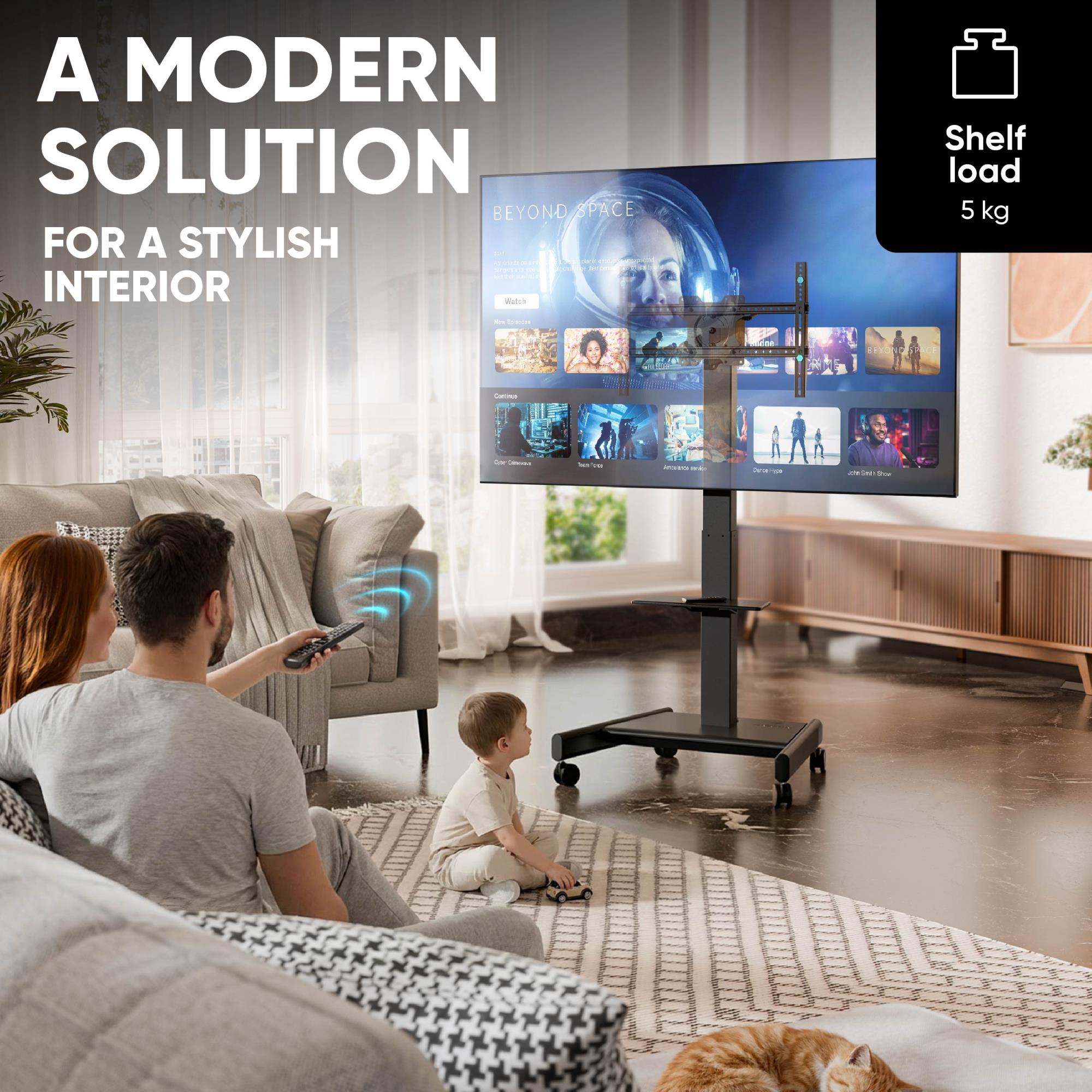 TV SET ACC MOBILE STAND/43-75"/BLACK TS1552E-B ONKRON - Image 7