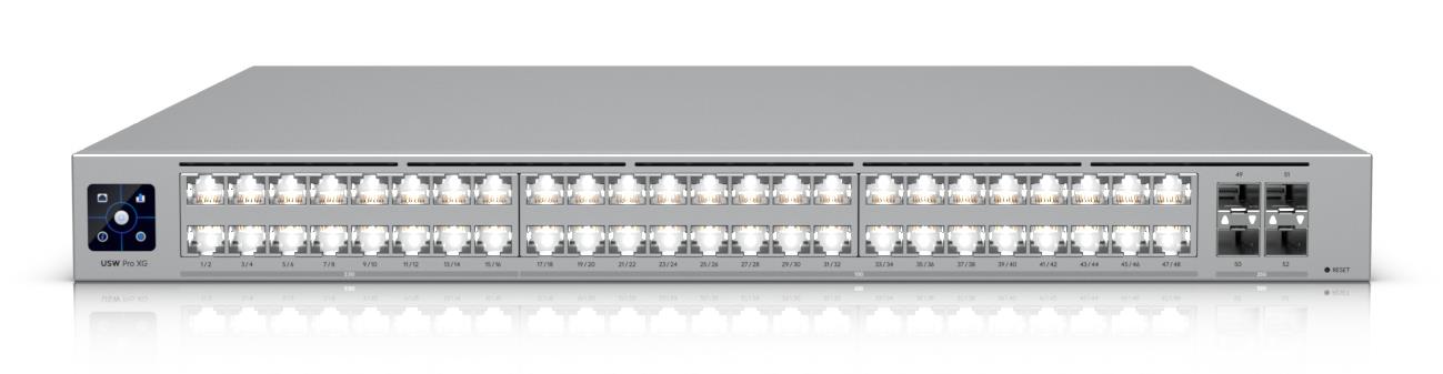 Switch UBIQUITI Switch type Managed Switch layer L2/L3 Rack mounting Yes Stackable Yes Form factor 1U 48xRJ-45 ports RJ-45 Ports Type 10G Ethernet (100/1000/10000) 16x2.5G Ethernet (copper) ports quantity 32x10G Ethernet (copper) ports quantity 4xSFP28 ports quantity 10G support Yes USW-PRO-XG-48