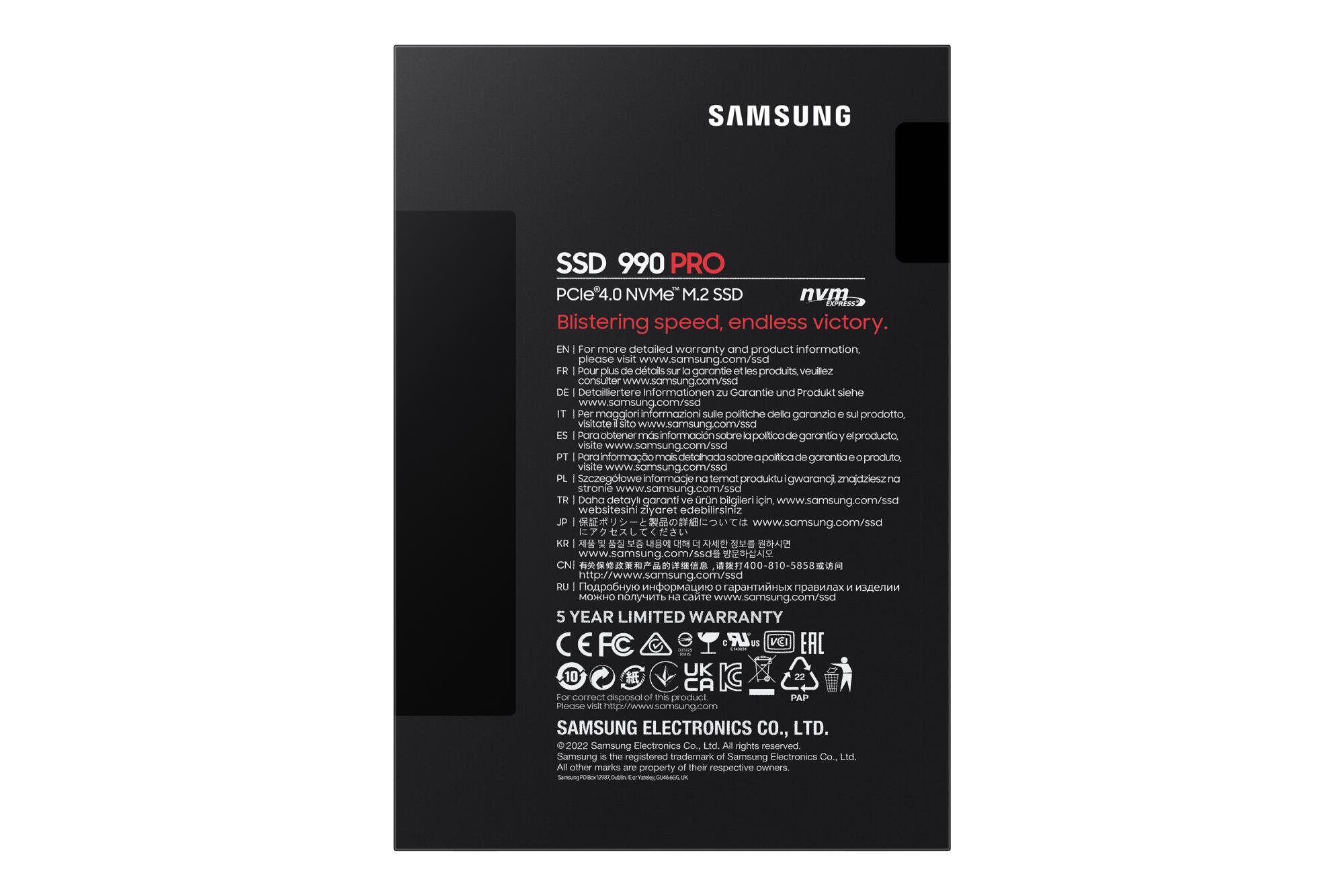 SSD SAMSUNG 990 PRO 4TB M.2 PCIe Gen4 NVMe TLC Write speed 6900 MBytes/sec Read speed 7450 MBytes/sec 2.3mm TBW 2400 TB MTBF 1500000 hours MZ-V9P4T0BW - Image 6