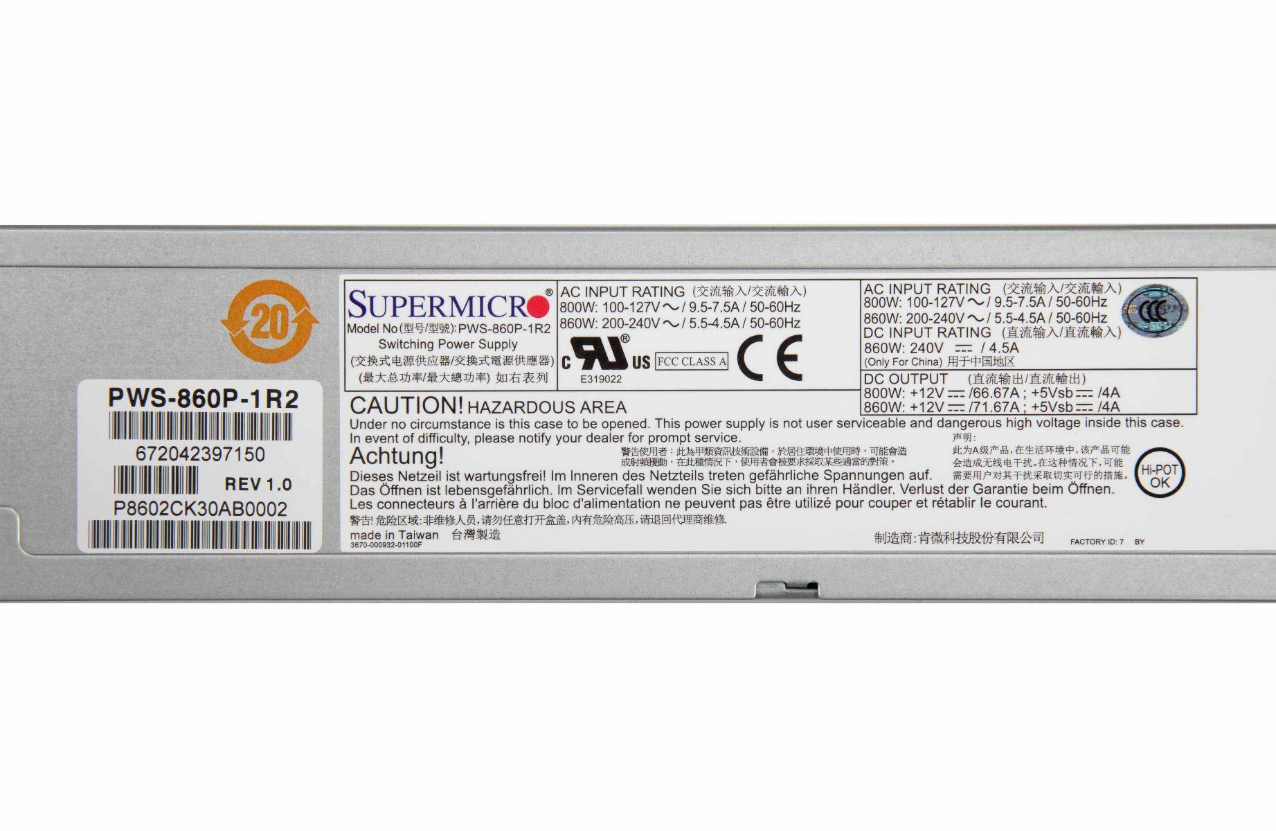 SERVER ACC PSU 860W REDUNDANT/PWS-860P-1R2 SUPERMICRO - Image 3