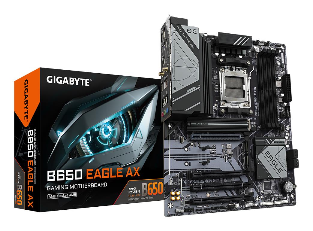 Mainboard GIGABYTE AMD B650 Socket AM5 ATX RAM DDR5-SDRAM 4xSlots Wi-Fi Yes Bluetooth Yes 3xNumber of M.2 (M) slots B650EAGLEAX1.2