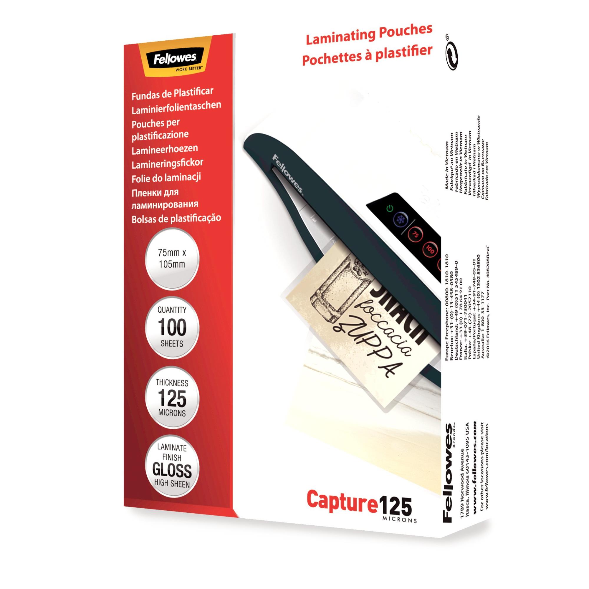 LAMINATOR POUCH GLOSSY CARD/125 100PCS 5306901 FELLOWES - Image 3