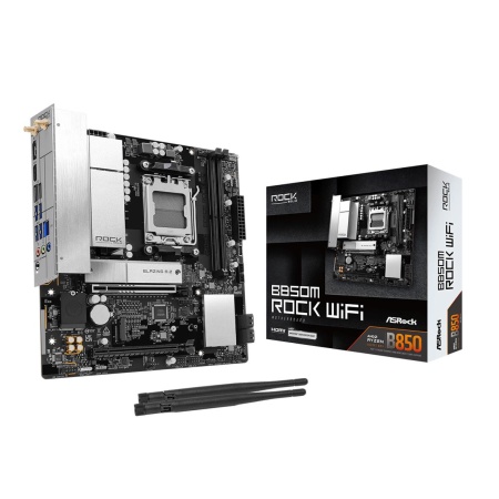 Mainboard ASROCK AMD B850 Socket AM5 micro ATX RAM DDR5-SDRAM 2xSlots Wi-Fi Yes Bluetooth Yes 1xNumber of M.2 (M) slots B850MROCKWIFI