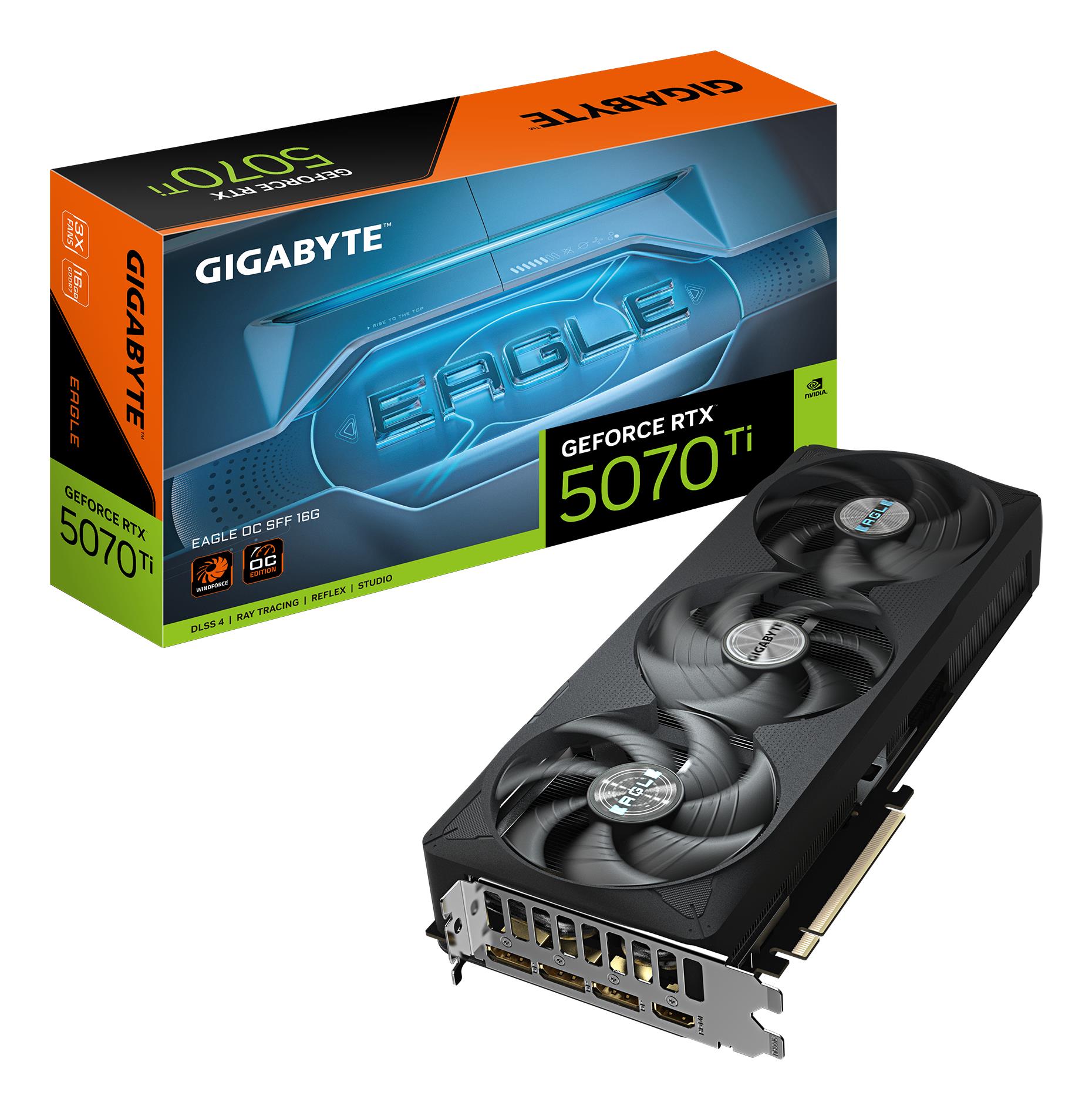 Graphics Card GIGABYTE NVIDIA GeForce RTX 5070 Ti 2542 MHz 16 GB GDDR7 256 bit PCI Express x16 5.0 Active GV-N507TEAGLEOC-16GD1.0