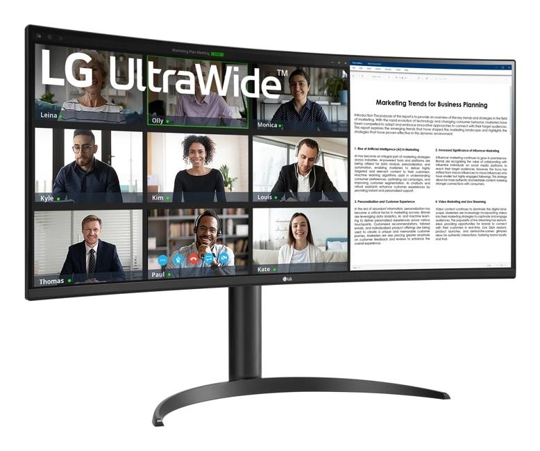 LCD Monitor LG 34WR55QK-B 34" Business/Curved/21 : 9 Panel VA 3440x1440 21:9 100Hz 5 ms Height adjustable Tilt Colour Black 34WR55QK-B - Image 2