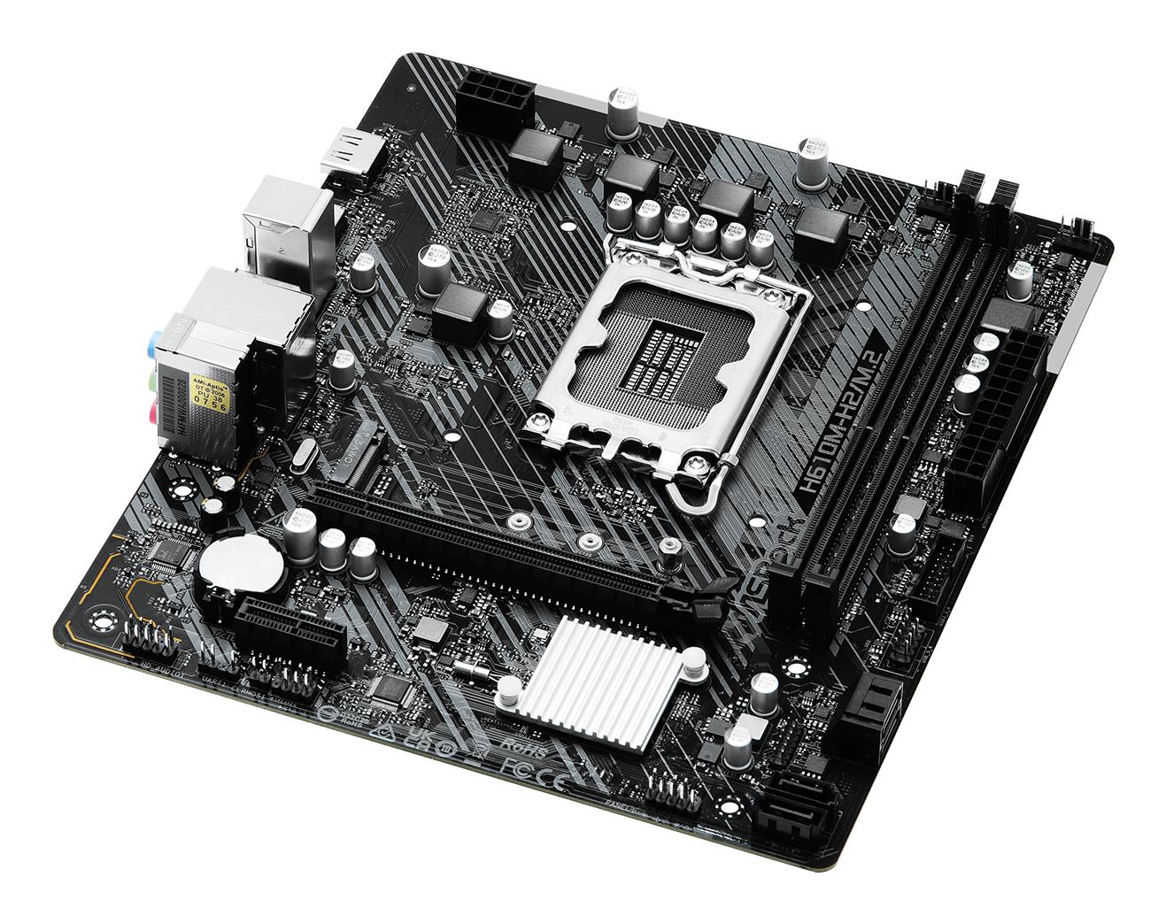 Mainboard ASROCK Intel H610 LGA1700 Micro-ATX Memory DDR4 Memory slots 2 1xPCI-Express 3.0 1x 1xPCI-Express 4.0 16x 1xM.2 2xHDMI 4xUSB 2.0 2xUSB 3.2 1xPS/2 1xRJ45 3xAudio port H610M-H2/M.2 - Image 3