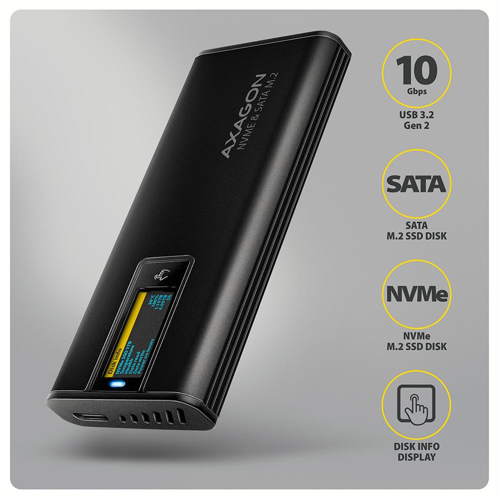 SSD ACC ENCLOSURE M.2 NVME/SATA USB-C EEM2-SD2B AXAGON - Image 4