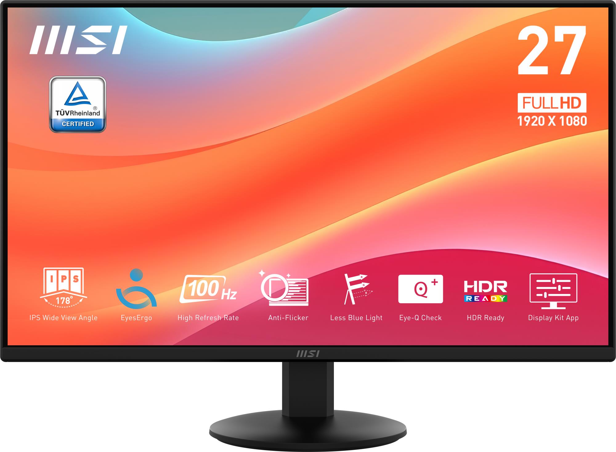 LCD Monitor MSI PRO MP272L 27" Business Matte Panel IPS 1920x1080 16:9 100Hz 1 ms Tilt Colour Black PROMP272L - Image 4