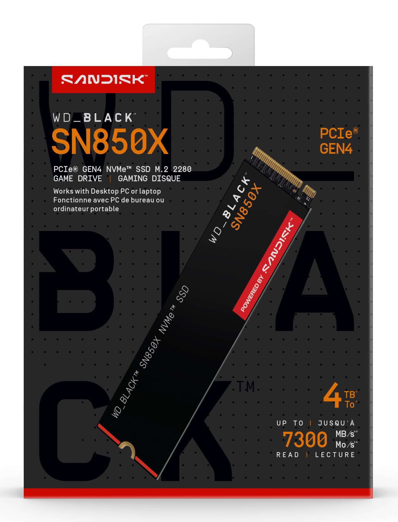 SSD SANDISK 2400xTBW rating Read speed 7300 MB/s Write speed 6600 MB/s NVMe Yes PCI Express 4.0 M.2 4000 GB POWERED BY SANDISK Black SN850X WDS400T2X0E - Image 5