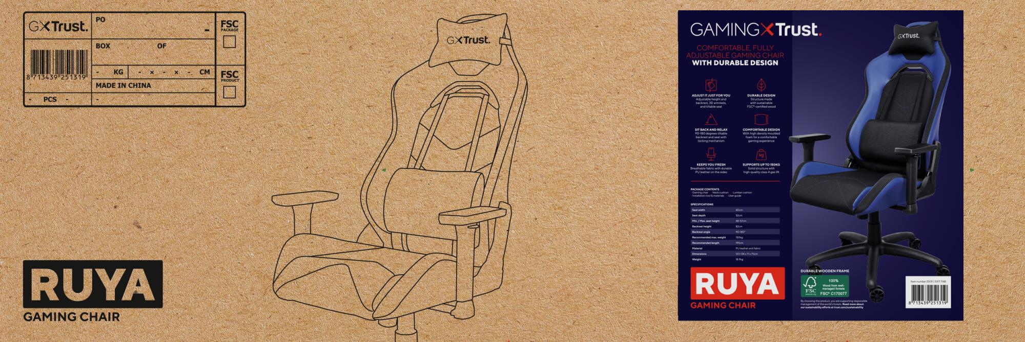 GAMING CHAIR GXT 714B RUYA/BLUE 25131 TRUST - Image 7