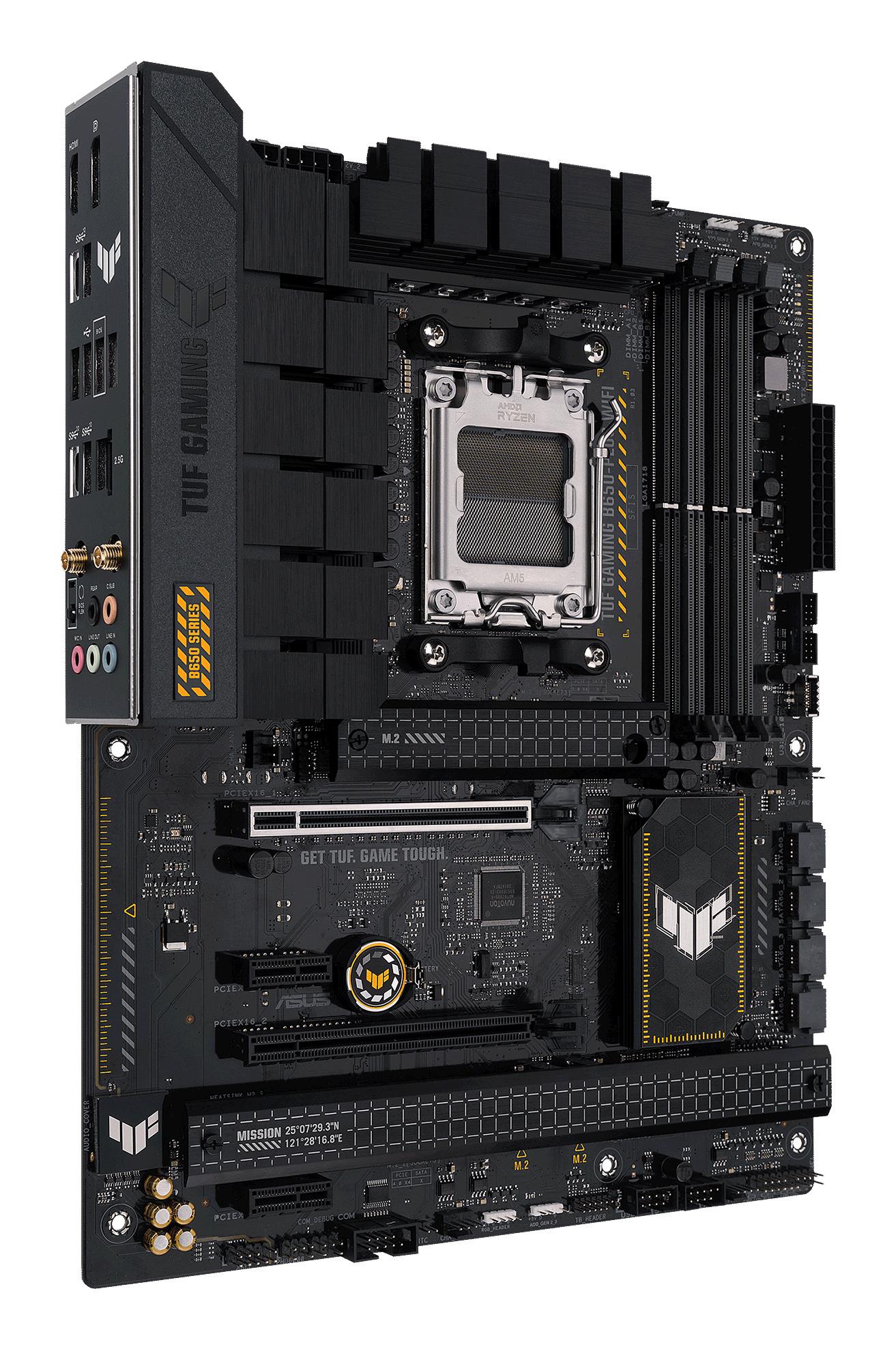 Mainboard ASUS AMD B650 SAM5 ATX Memory DDR5 Memory slots 4 2xPCI-Express 4.0 1x 2xPCI-Express 4.0 16x 3xM.2 1xHDMI 1xDisplayPort 4xUSB 2.0 2xUSB 3.2 2xUSB-C 1xRJ45 5xAudio port TUFGAMINGB650-PLUSWIFI - Image 4