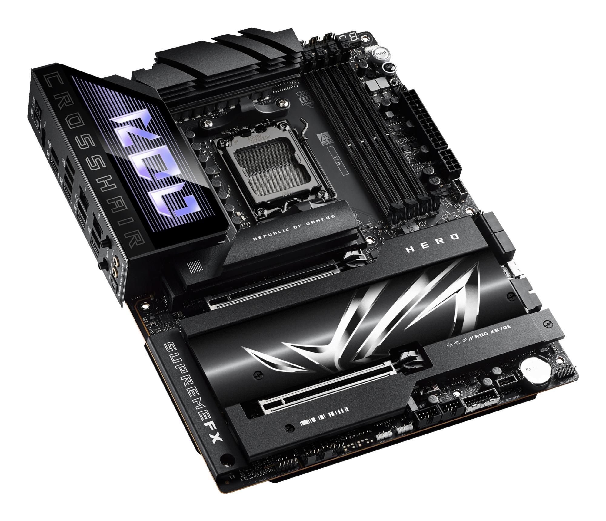Mainboard ASUS AMD X870E SAM5 ATX Memory DDR5 Memory slots 4 2xPCI-Express 4.0 16x 2xPCI-Express 5.0 16x 4xM.2 1xHDMI 1xAudio-In 1xAudio-Out 6xUSB 3.2 2xUSB-C 2xUSB4 1xOptical S/PDIF 1xRJ45 ROGCROSSHAIRX870EHERO - Image 5
