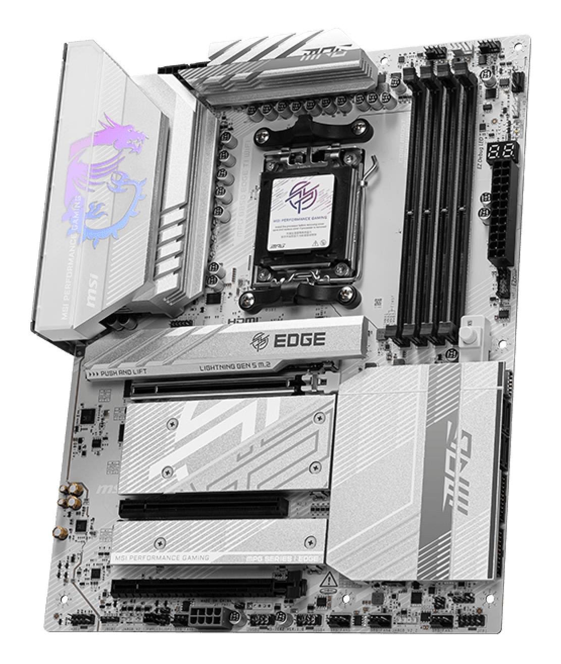Mainboard MSI AMD B850 SAM5 ATX Memory DDR5 Memory slots 4 3xPCI-Express 16x 4xM.2 1xHDMI 1xAudio-In 1xAudio-Out 4xUSB 2.0 1xUSB 3.0 2xUSB 3.2 3xUSB-C 1xOptical S/PDIF 1xRJ45 MPGB850EDGETIWIFI - Image 3