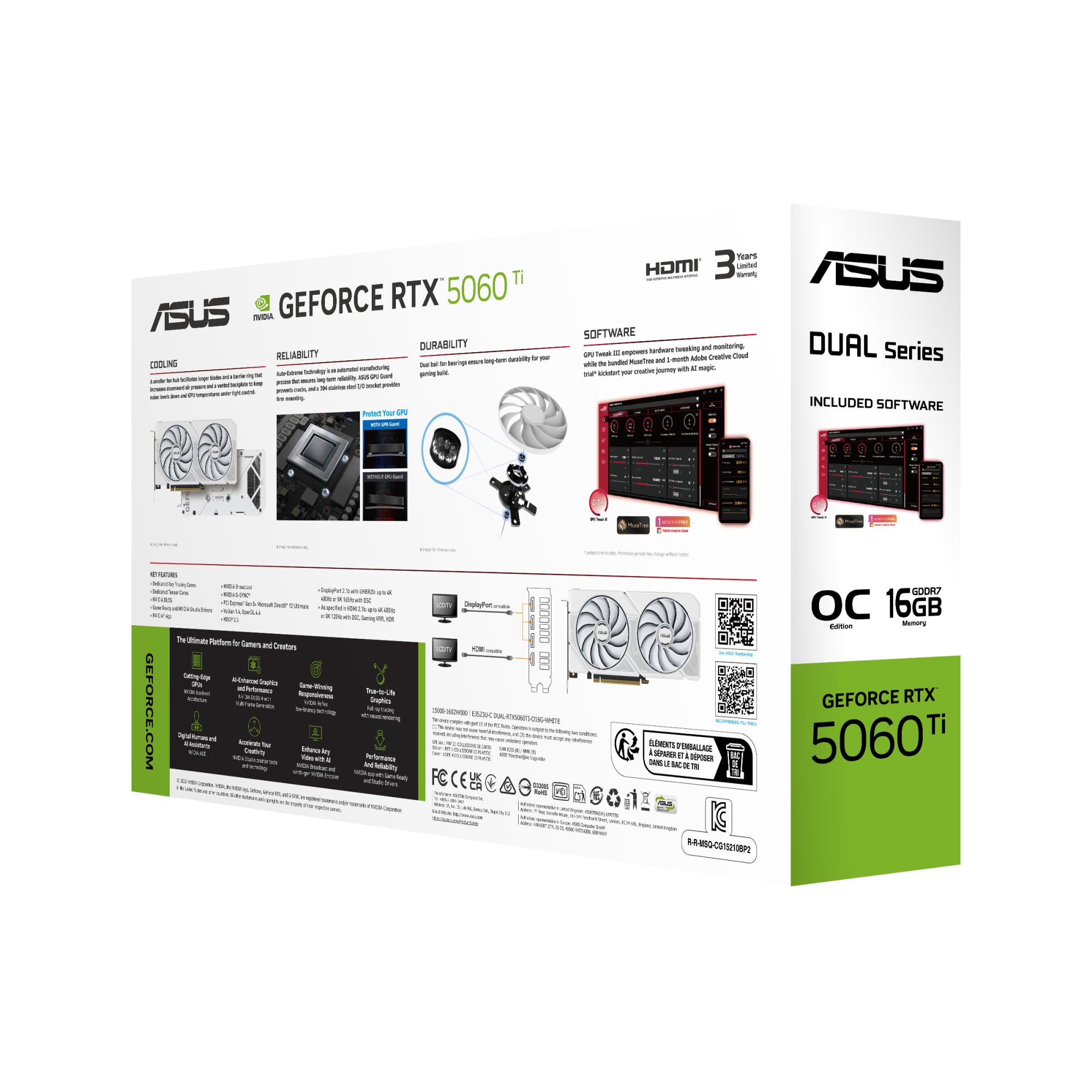 Graphics Card ASUS NVIDIA GeForce RTX 5060 Ti 16 GB GDDR7 128 bit PCI Express 5.0 Active DUAL-RTX5060TI-O16G-WHITE - Image 16
