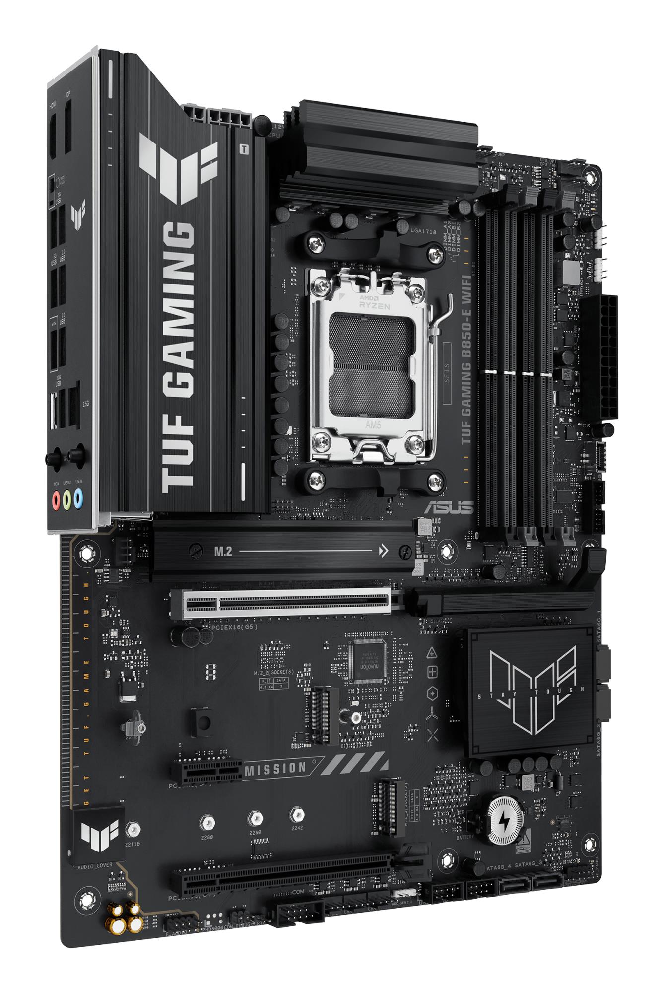 Mainboard ASUS AMD B850 SAM5 ATX Memory DDR5 Memory slots 4 1xPCI-Express 4.0 1x 1xPCI-Express 4.0 16x 1xPCI-Express 5.0 16x 3xM.2 1xHDMI 1xDisplayPort 3xUSB 2.0 4xUSB 3.2 1xUSB-C 1xRJ45 3xAudio port TUFGAMINGB850-EWIFI - Image 3