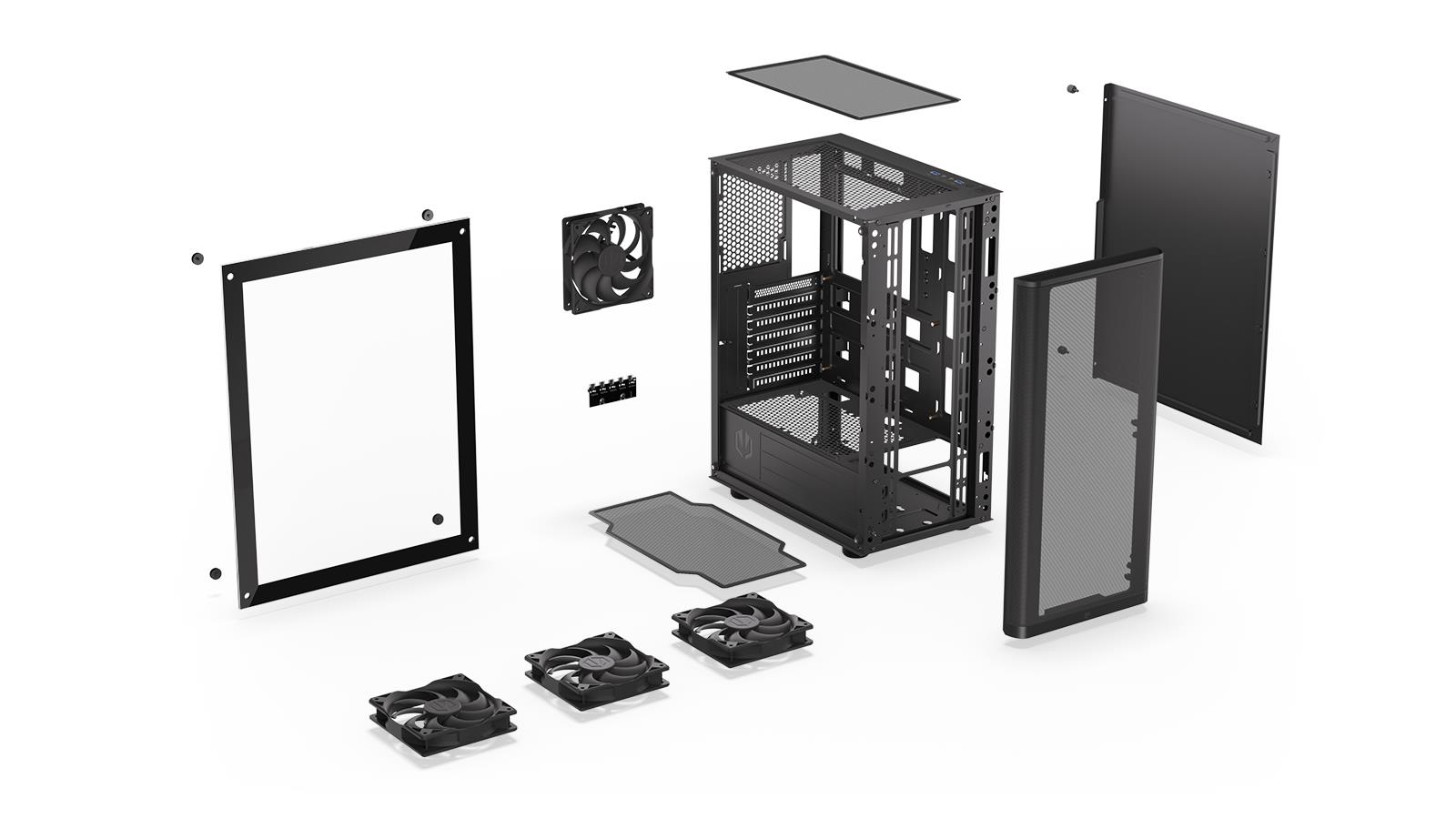 Case ENDORFY Ventum 200 Air MicroTower Case product features Transparent panel Not included ATX MicroATX MiniITX Colour Black EY2A002 - Image 30