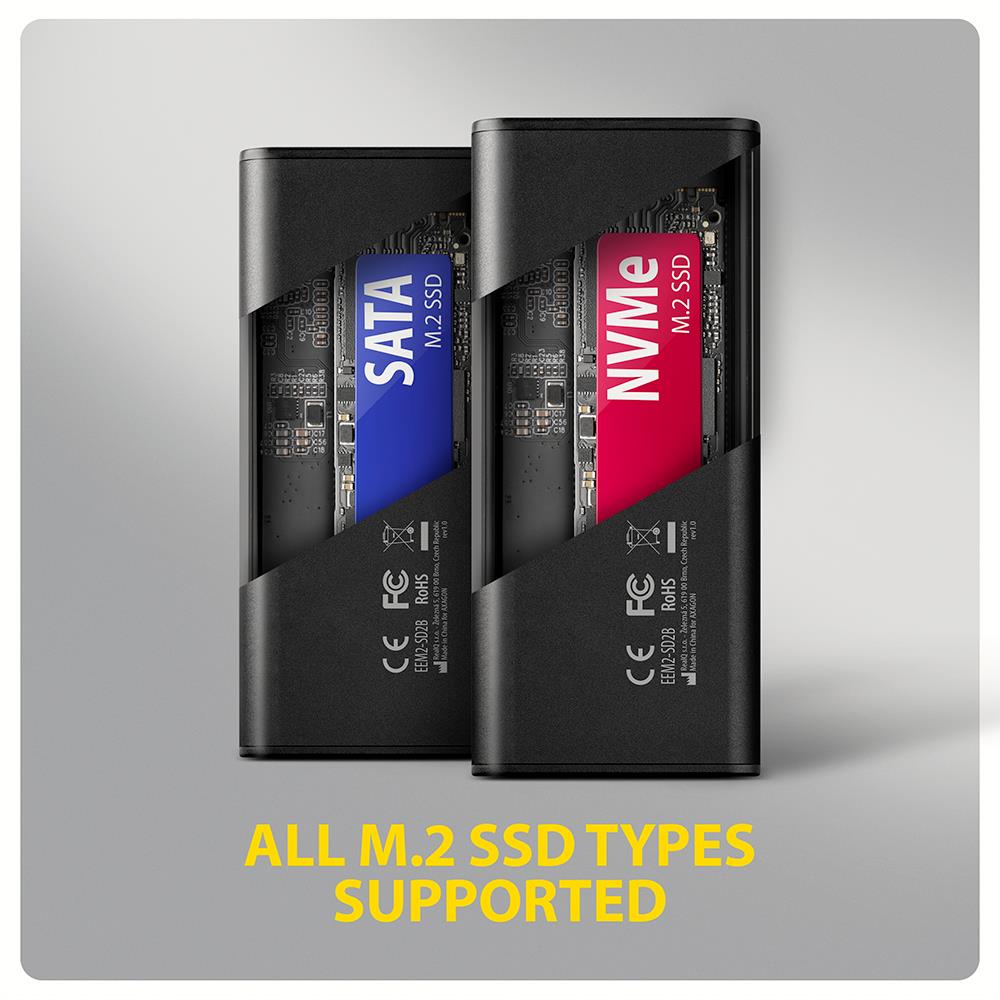 SSD ACC ENCLOSURE M.2 NVME/SATA USB-C EEM2-SD2B AXAGON - Image 3