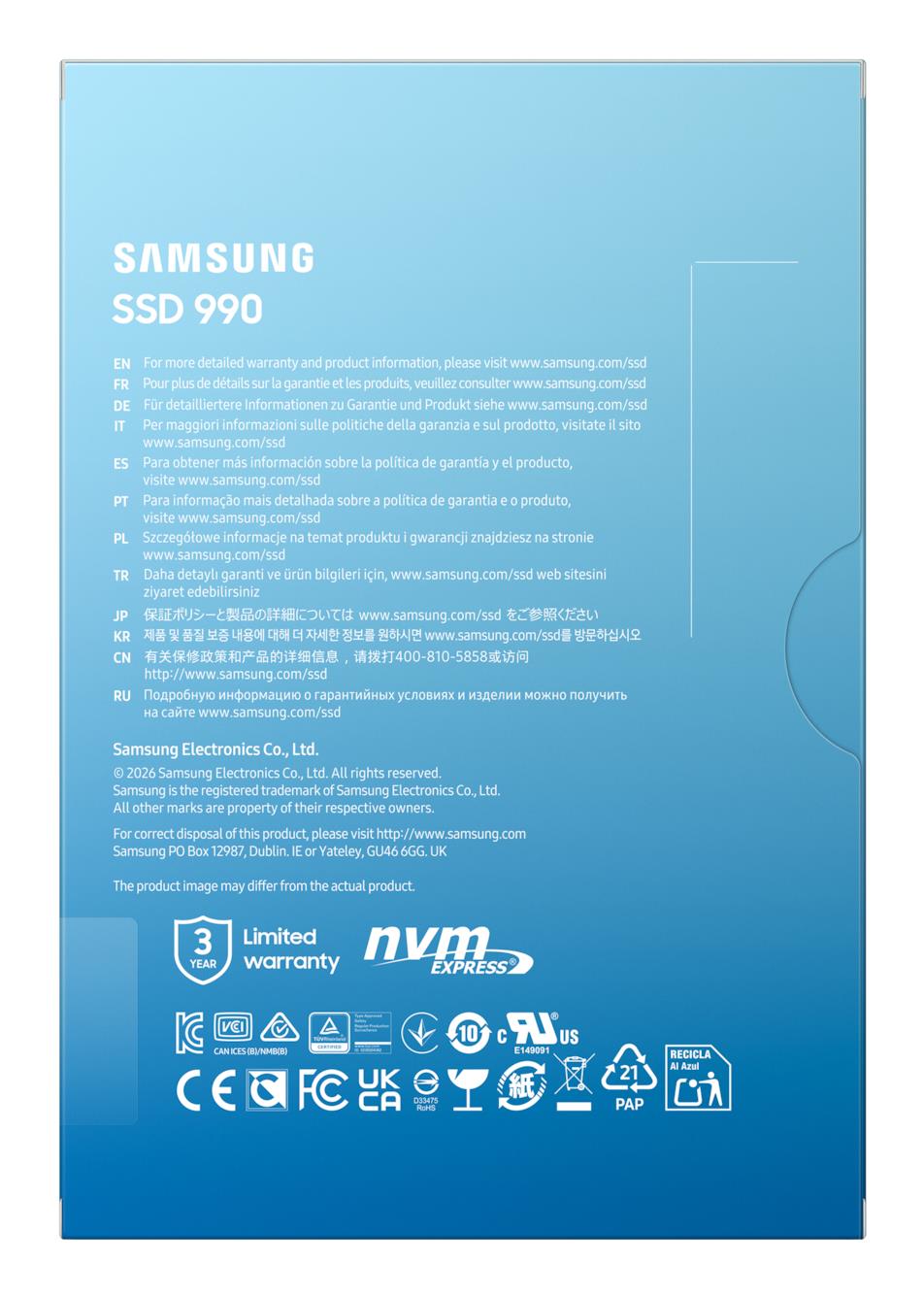 SSD SAMSUNG 1 TB M.2 PCI Express 4.0 NVMe Yes Write speed 6450 MB/s Read speed 7150 MB/s MTBF 1500000 h Box MZ-V9V1T0BW - Image 7