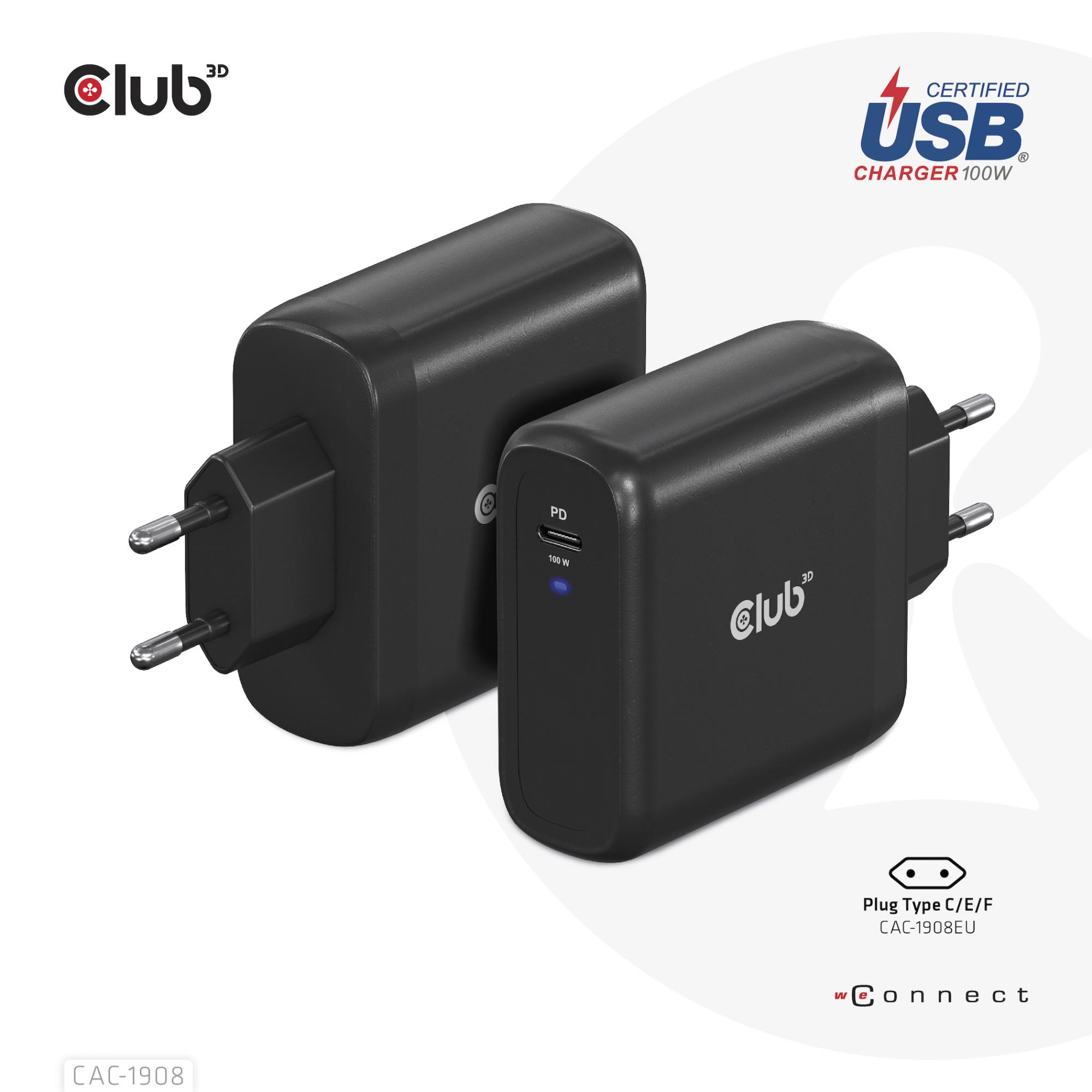 MOBILE TRAVEL CHARGER USB-C/100W CAC-1908EU CLUB3D - Image 2