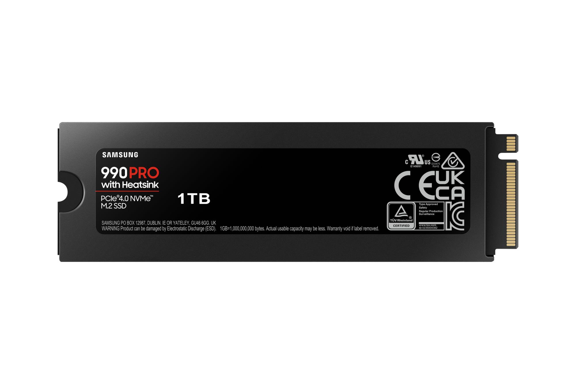 SSD SAMSUNG 990 PRO with Heatsink 1TB M.2 PCIE NVMe MLC Write speed 6900 MBytes/sec Read speed 7450 MBytes/sec 2.3mm TBW 600 TB MTBF 1500000 hours MZ-V9P1T0GW - Image 2