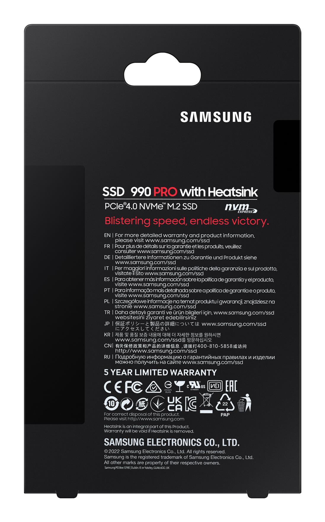 SSD SAMSUNG 990 PRO with Heatsink 1TB M.2 PCIE NVMe MLC Write speed 6900 MBytes/sec Read speed 7450 MBytes/sec 2.3mm TBW 600 TB MTBF 1500000 hours MZ-V9P1T0CW - Image 9