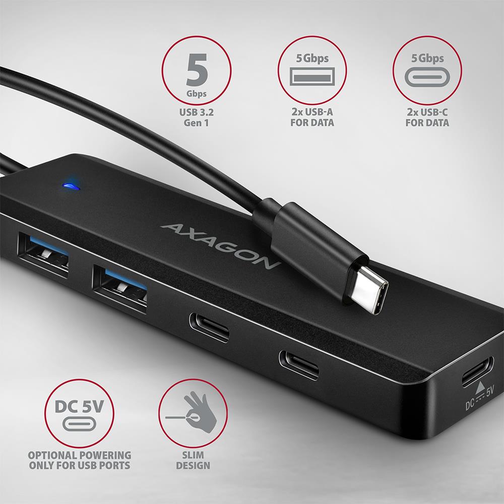 I/O HUB USB-C TRAVEL/0.19M HUE-C2C AXAGON - Image 4