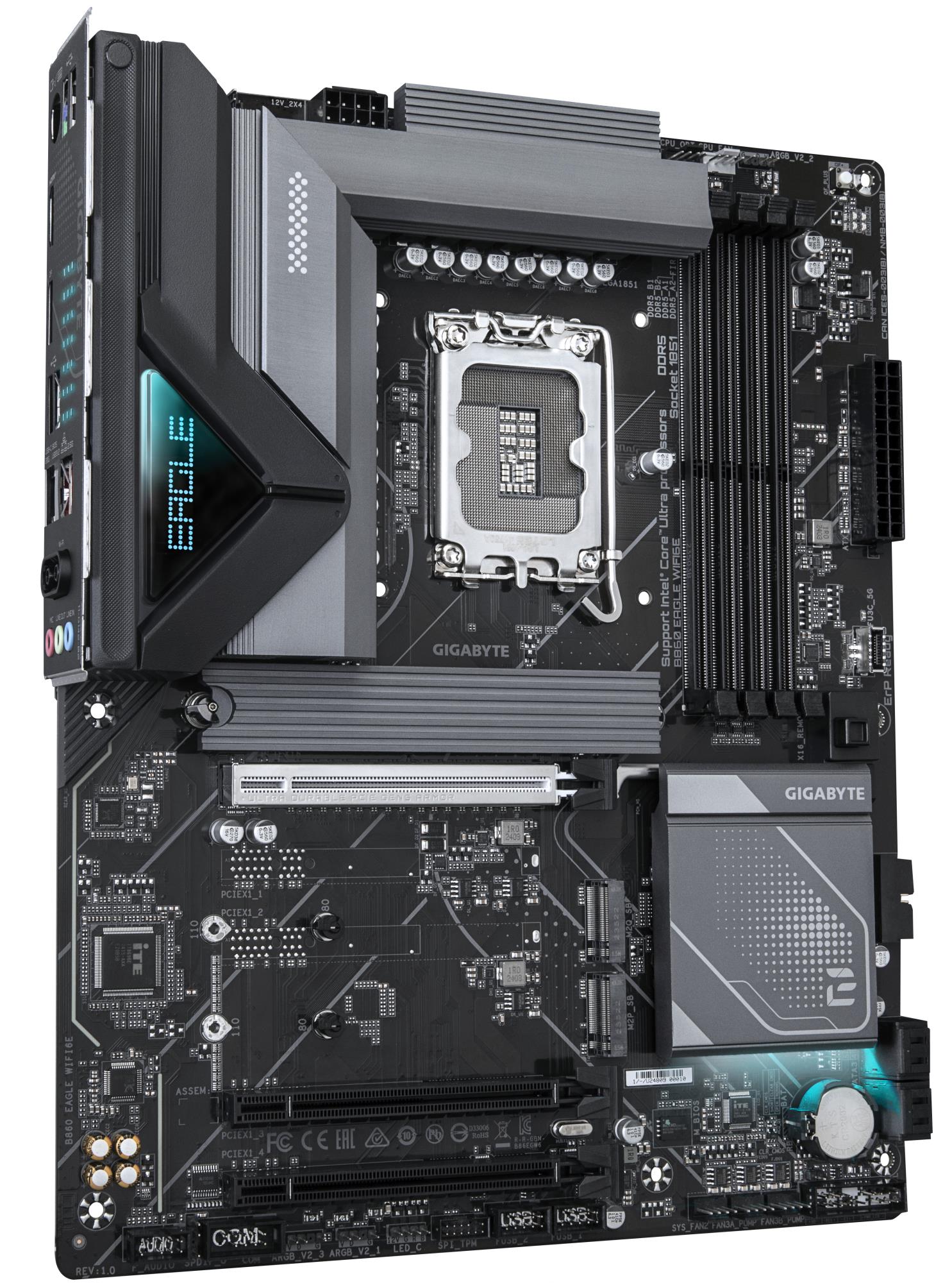 Mainboard GIGABYTE Intel B860 Express LGA1851 ATX Memory DDR5 Memory slots 4 3xPCI-Express 16x 3xM.2 1xHDMI 1xDisplayPort 1xAudio-In 1xAudio-Out 1xMicrophone 4xUSB 2.0 1xUSB 3.2 1xUSB-C 1xPS/2 1xRJ45 B860EAGLEWIFI6E1.0 - Image 3
