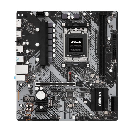 Mainboard ASROCK AMD B650 SAM5 Micro-ATX Memory DDR5 Memory slots 2 1xPCI-E 2xPCI-Express 4.0 1x 1xPCI-Express 4.0 16x 1xM.2 1xHDMI 1xDisplayPort 1xAudio-In 1xAudio-Out 1xMicrophone 2xUSB 2.0 3xUSB 3.2 1xUSB-C 1xRJ45 B650M-H/M.2+