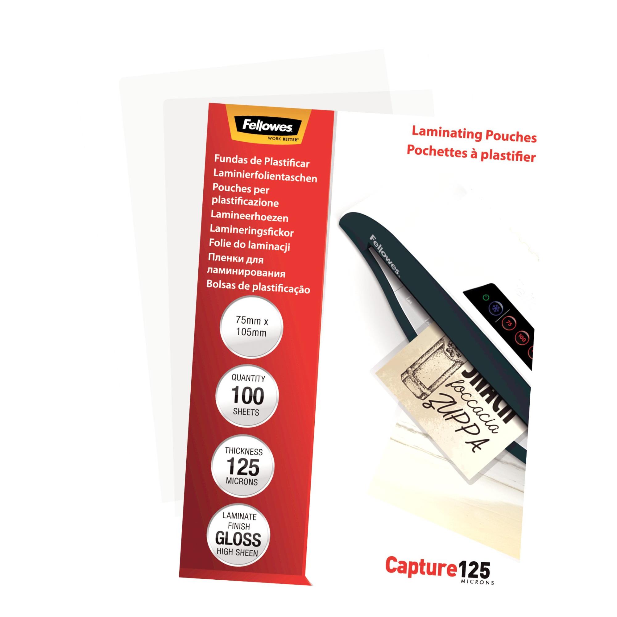 LAMINATOR POUCH GLOSSY CARD/125 100PCS 5306901 FELLOWES - Image 5