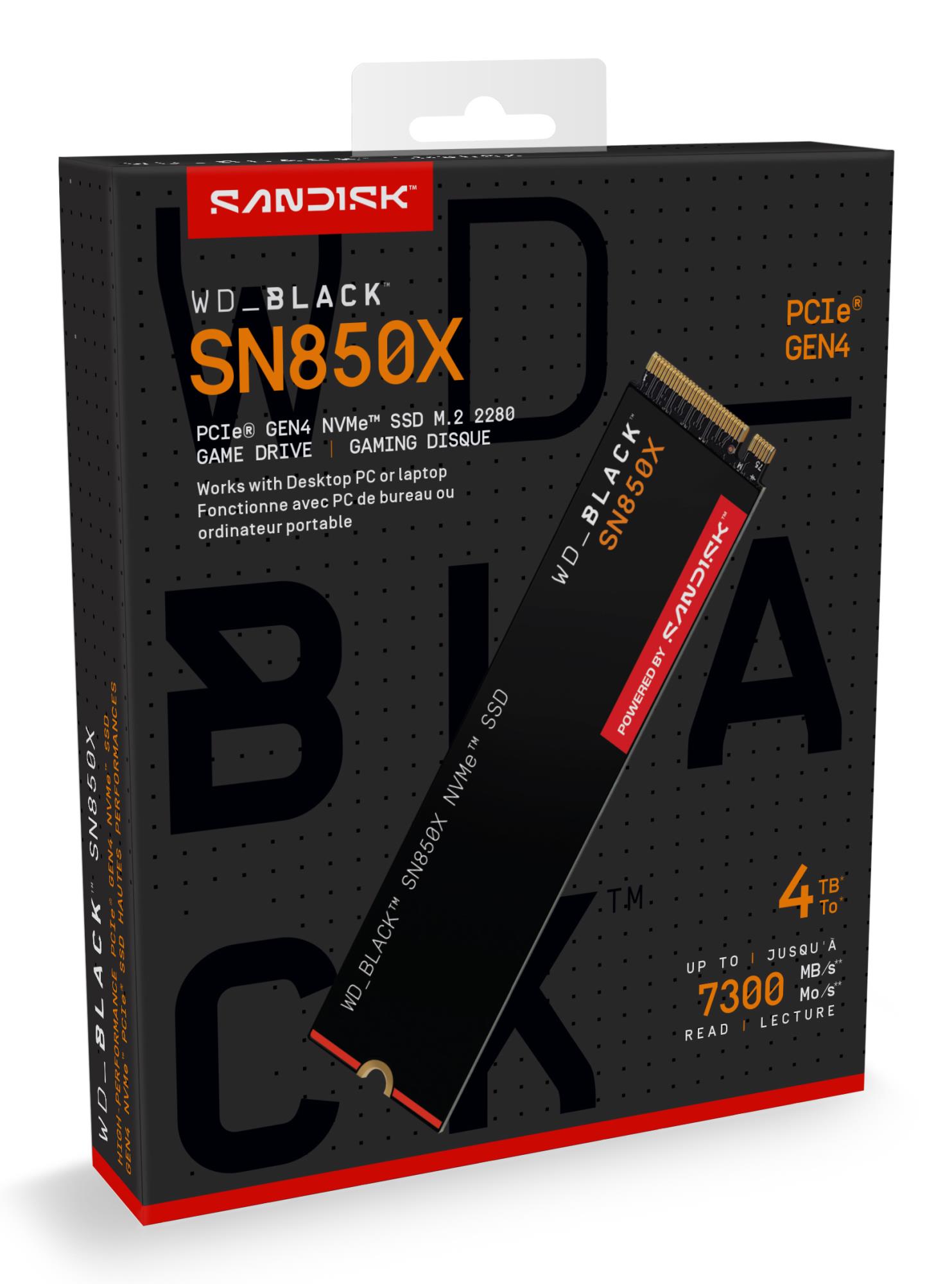 SSD SANDISK 2400xTBW rating Read speed 7300 MB/s Write speed 6600 MB/s NVMe Yes PCI Express 4.0 M.2 4000 GB POWERED BY SANDISK Black SN850X WDS400T2X0E - Image 6