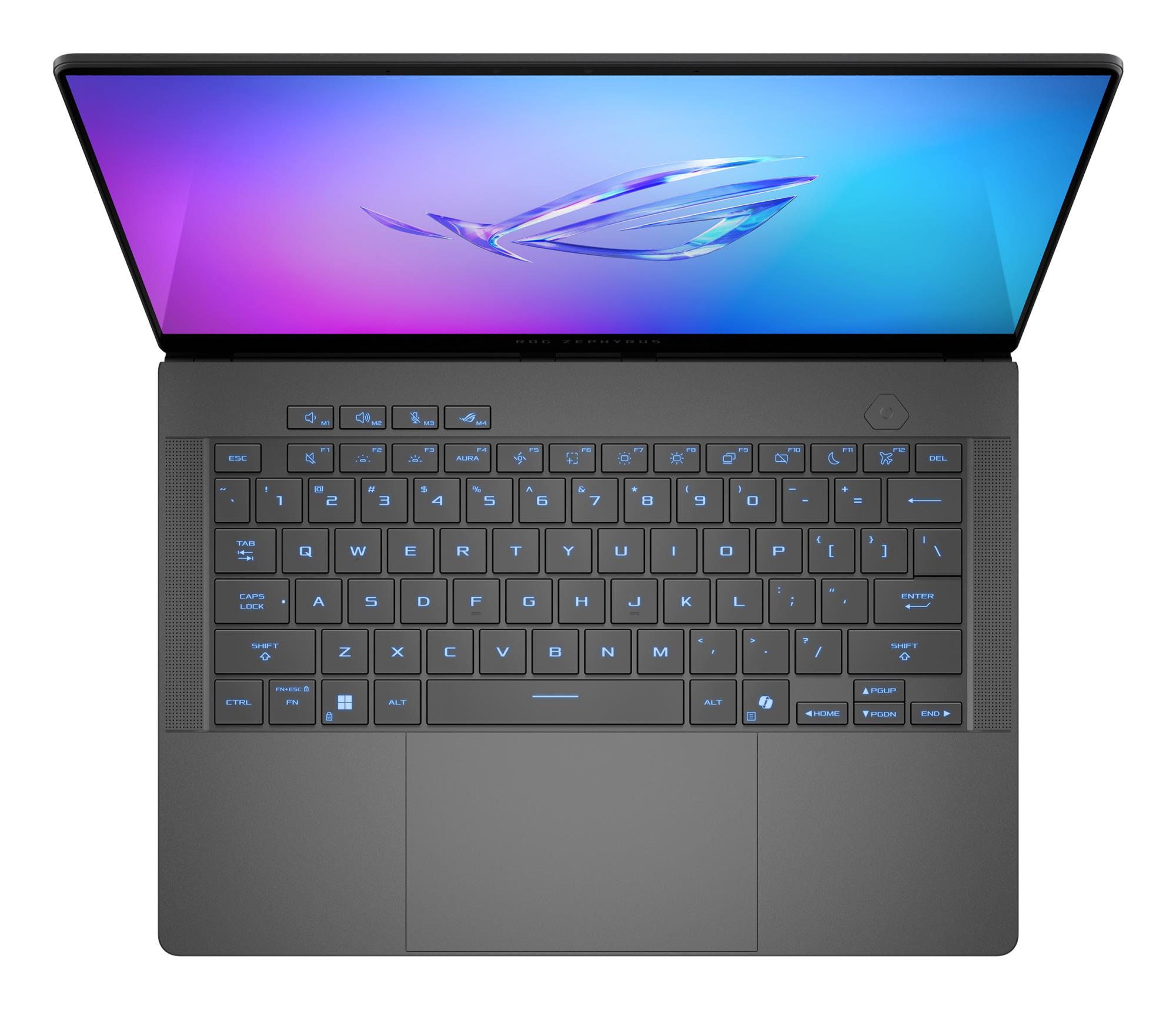 Notebook ASUS GA403UM-QS023W ROG Zephyrus GA403UM-QS023W CPU AMD RyzenT 9 270 4 GHz 14 " 2880 x 1800 pixels RAM 16 GB LPDDR5x-SDRAM SSD 1000 GB Discrete graphics NVIDIA GeForce RTX 5060 8 GB On-board graphics Yes OS installed Windows 11 Home Colour Black,Grey Weight 1.5 kg 7500 MHz 90NR0M81-M00100 - Image 2